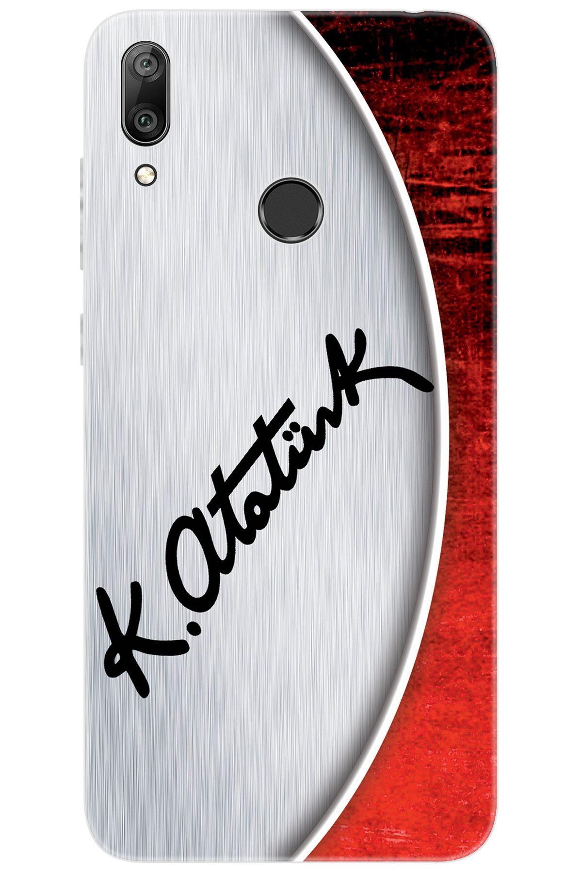 Ceppare Huawei Y7 Prime 2019 (DUB-LX3) Uyumlu Kılıf Desenli Silikon Atatürk İmzası STK:393 CP-x5MlWVI