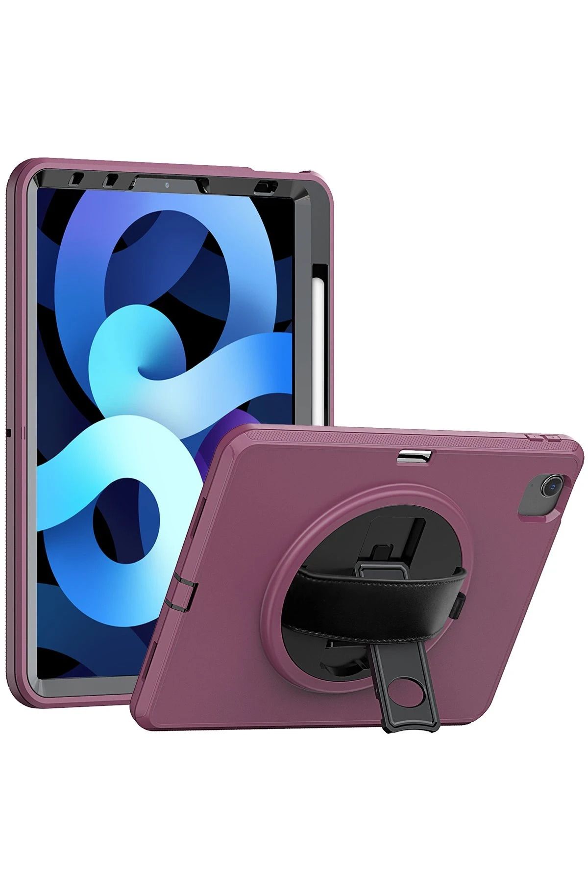 NewFace iPad 2022 10.9 (10.nesil) Kılıf Hand Strap Tablet Kılıfı - Mürdüm JOJUA
