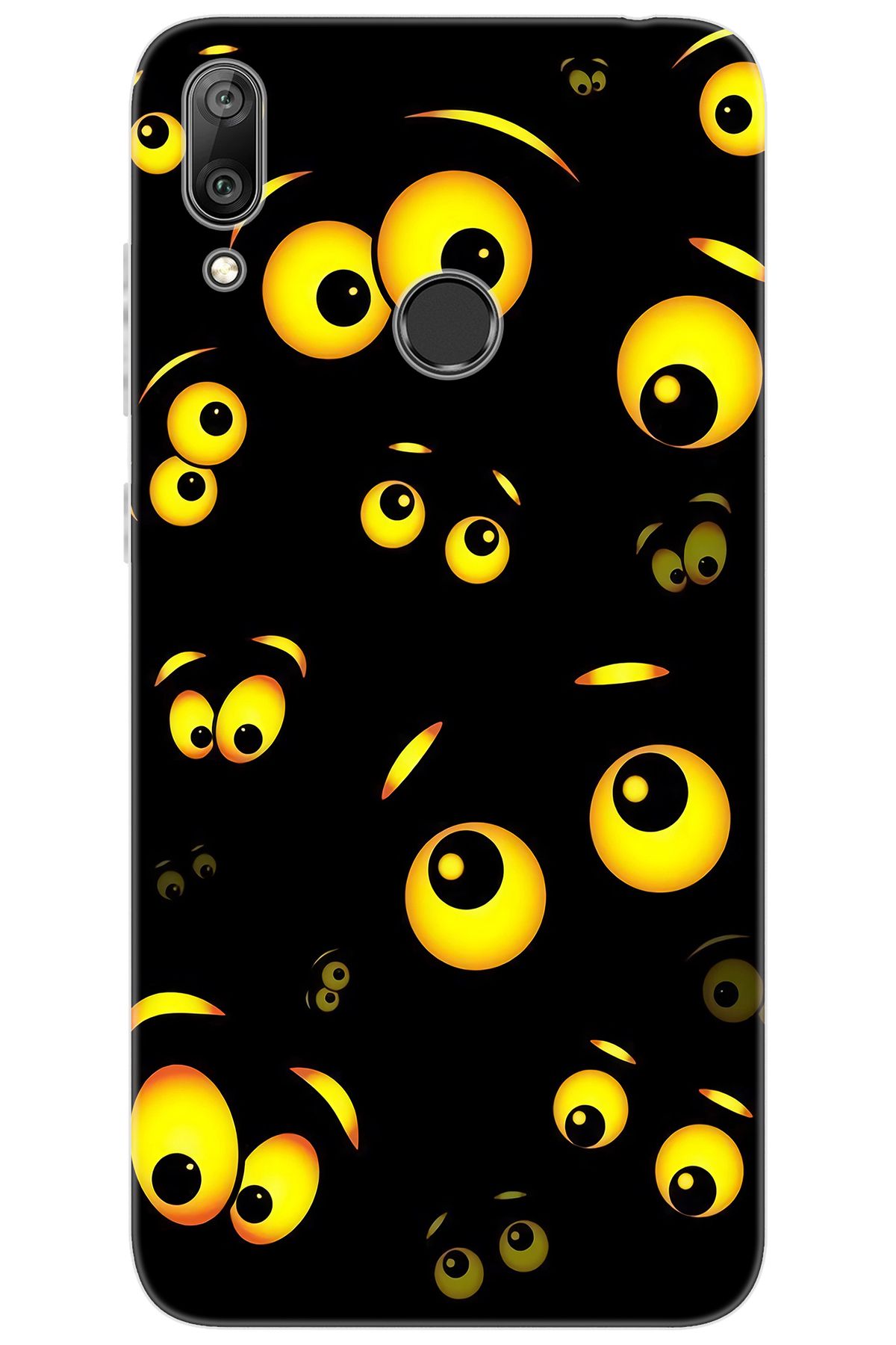 Ceppare Huawei Y7 Prime 2019 (DUB-LX3) Uyumlu Kılıf Desen Baskı Silikon Emoji Gözler STK:746 CP-aY4GR4Y
