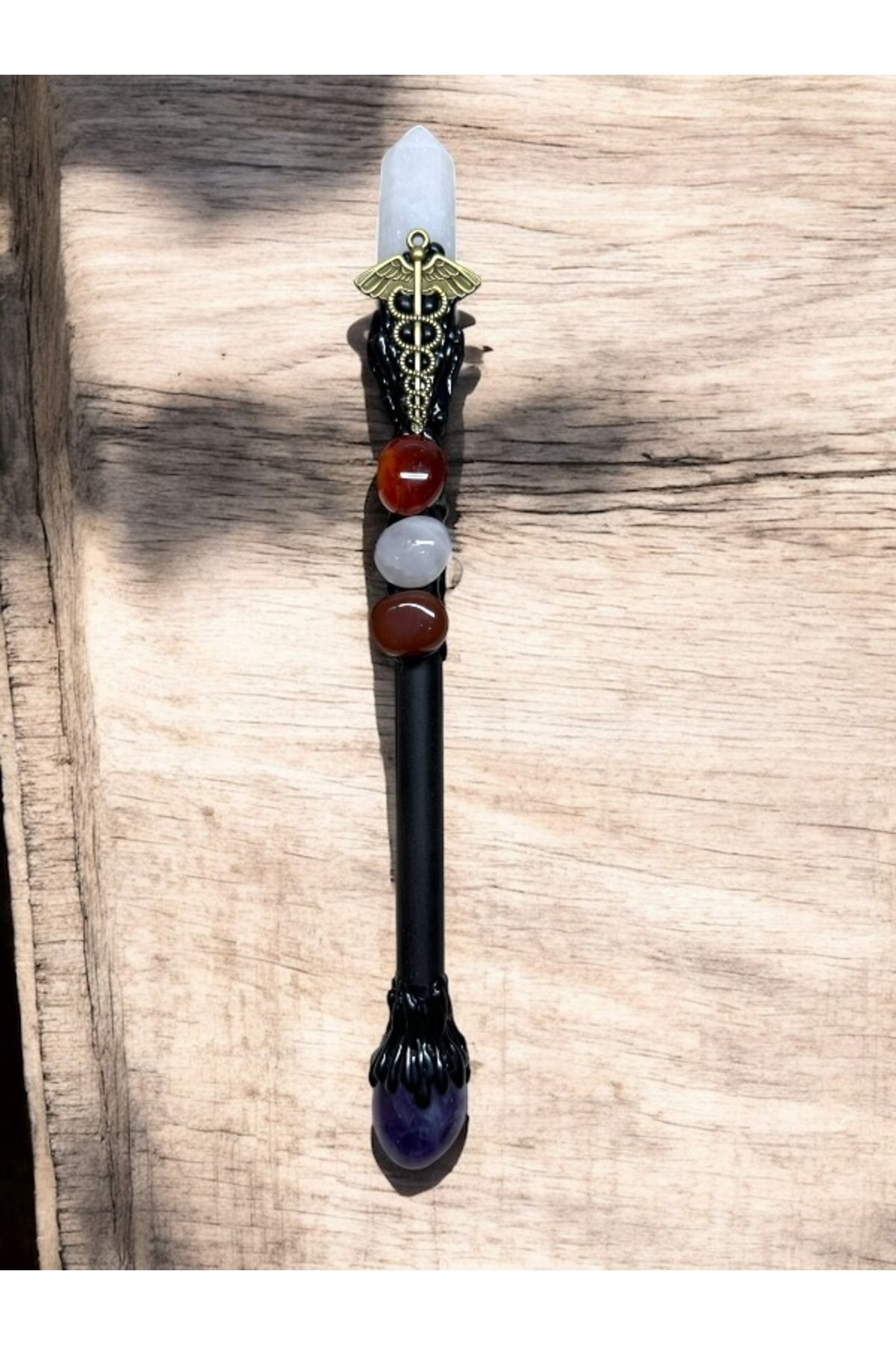 The Magıc of Healıng Doğal Taş Asa, kristal Asa ( Kristal kıvars ,Ametist, kuvars, akik)
