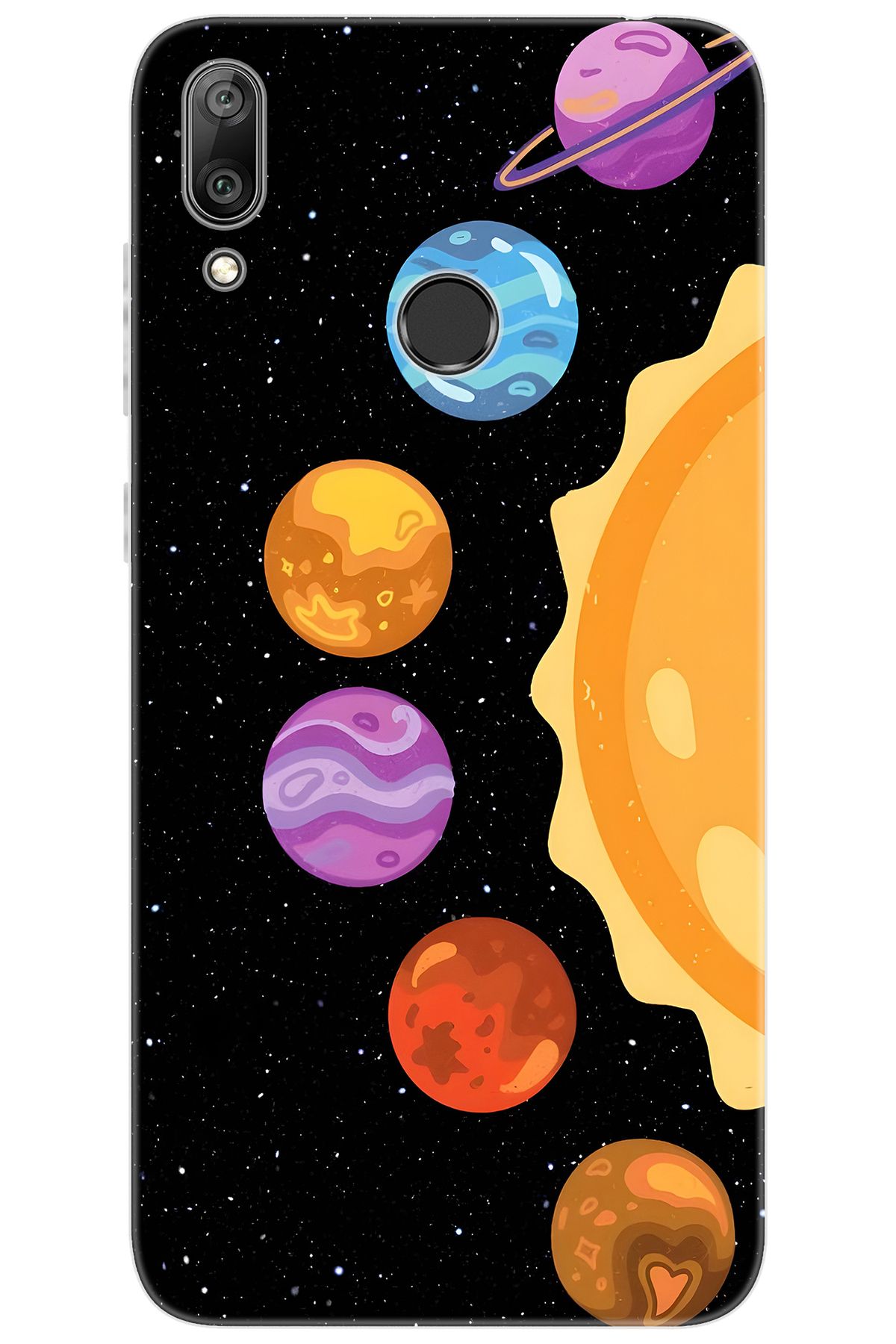 Ceppare Huawei Y7 Prime 2019 (DUB-LX3) Uyumlu Kılıf Desen Silikon Gezegenler Tasarım STK:685 CP-E072I3N