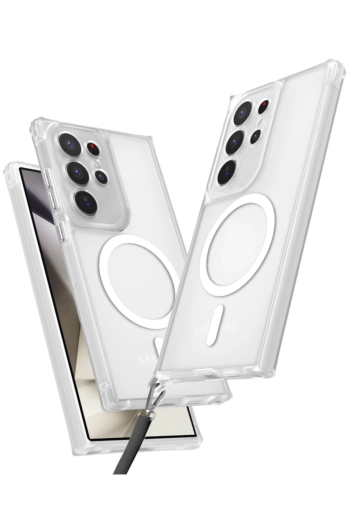 NewFace Samsung Galaxy S24 Ultra Kılıf Enka Magsafe Silikon Kılıf - Şeffaf FLKRY
