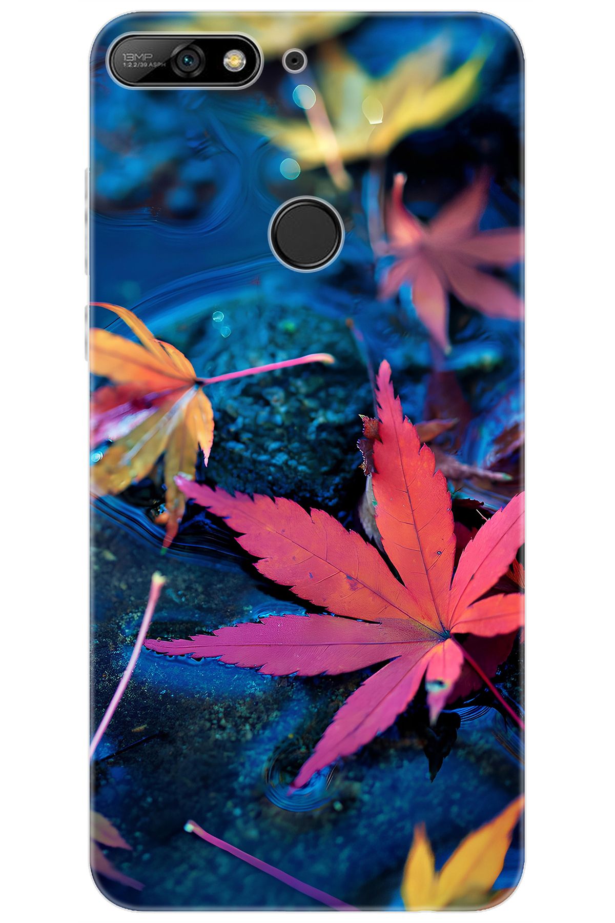 Ceppare Huawei Y7 Prime 2018 (LDN-L21) Uyumlu Kılıf Desen Baskı Silikon Yapraklar STK:702 CP-VKS1wsP