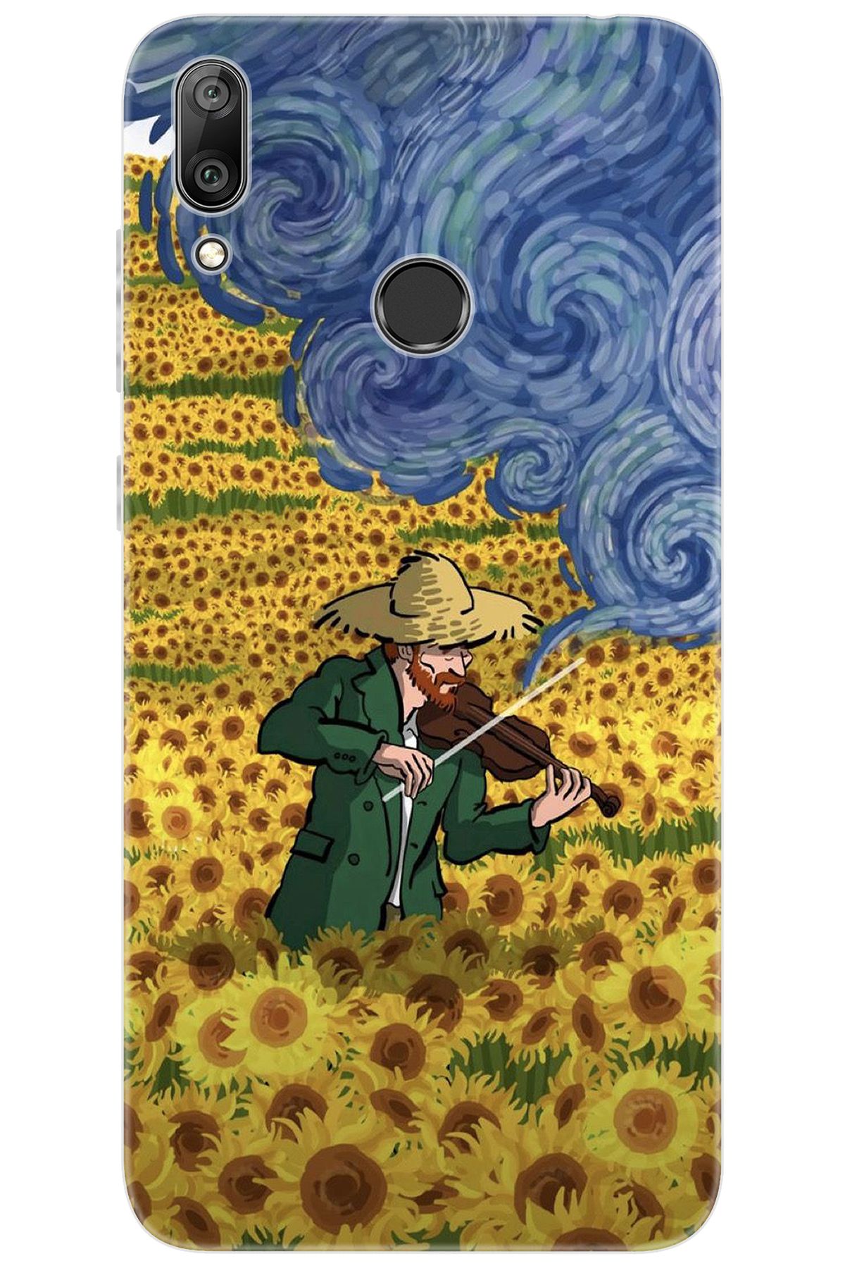 Ceppare Huawei Y7 Prime 2019 (DUB-LX3) Uyumlu Kılıf Silikon Sunflower Ayçiçeği Tarlası S:756 CP-A2mCVed