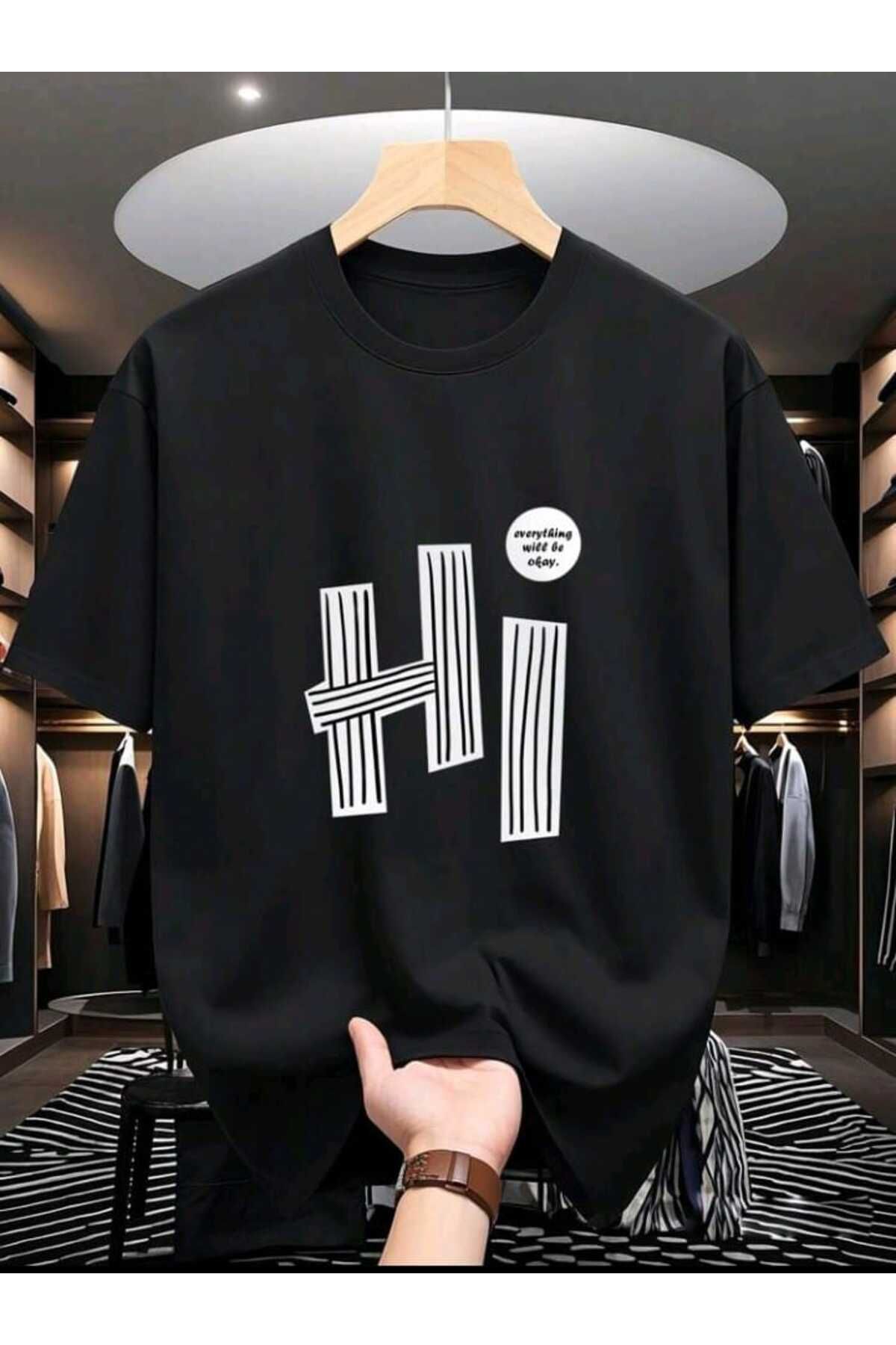 mirantekstil Yeni sezon oversize t-shırt h i dijital baskılı