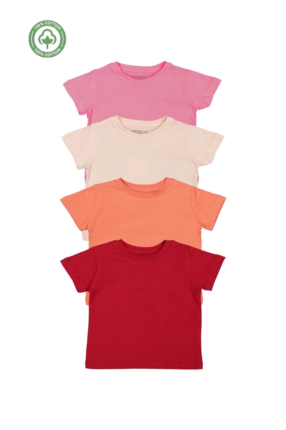 Divonette Kız Erkek Çocuk 4'lü Set Düz Kısa Kollu T-shirt - Çocuk Giyim