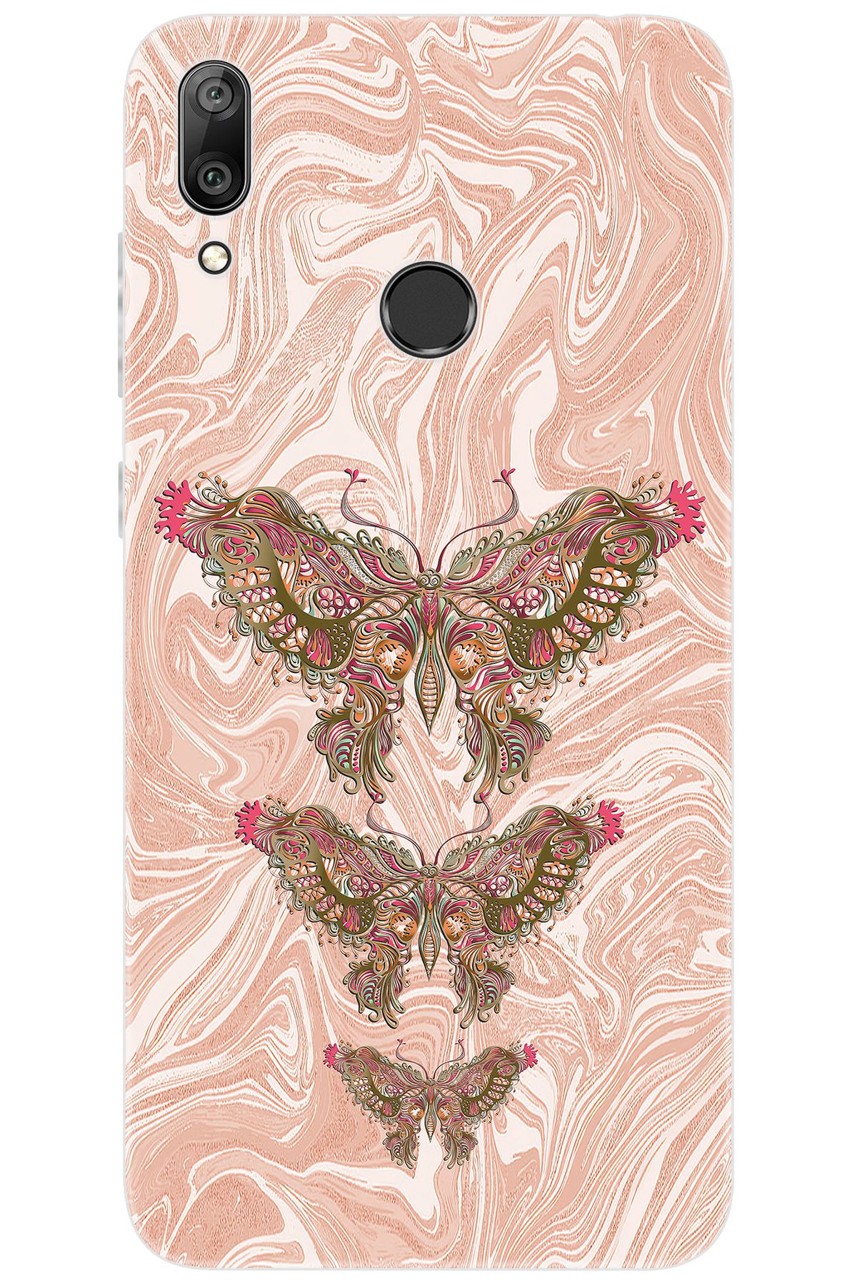 Ceppare Huawei Y7 Prime 2019 (DUB-LX3) Uyumlu Kılıf Desen Baskı Silikon Kelebek Resim STK:552 CP-YlWcVm8