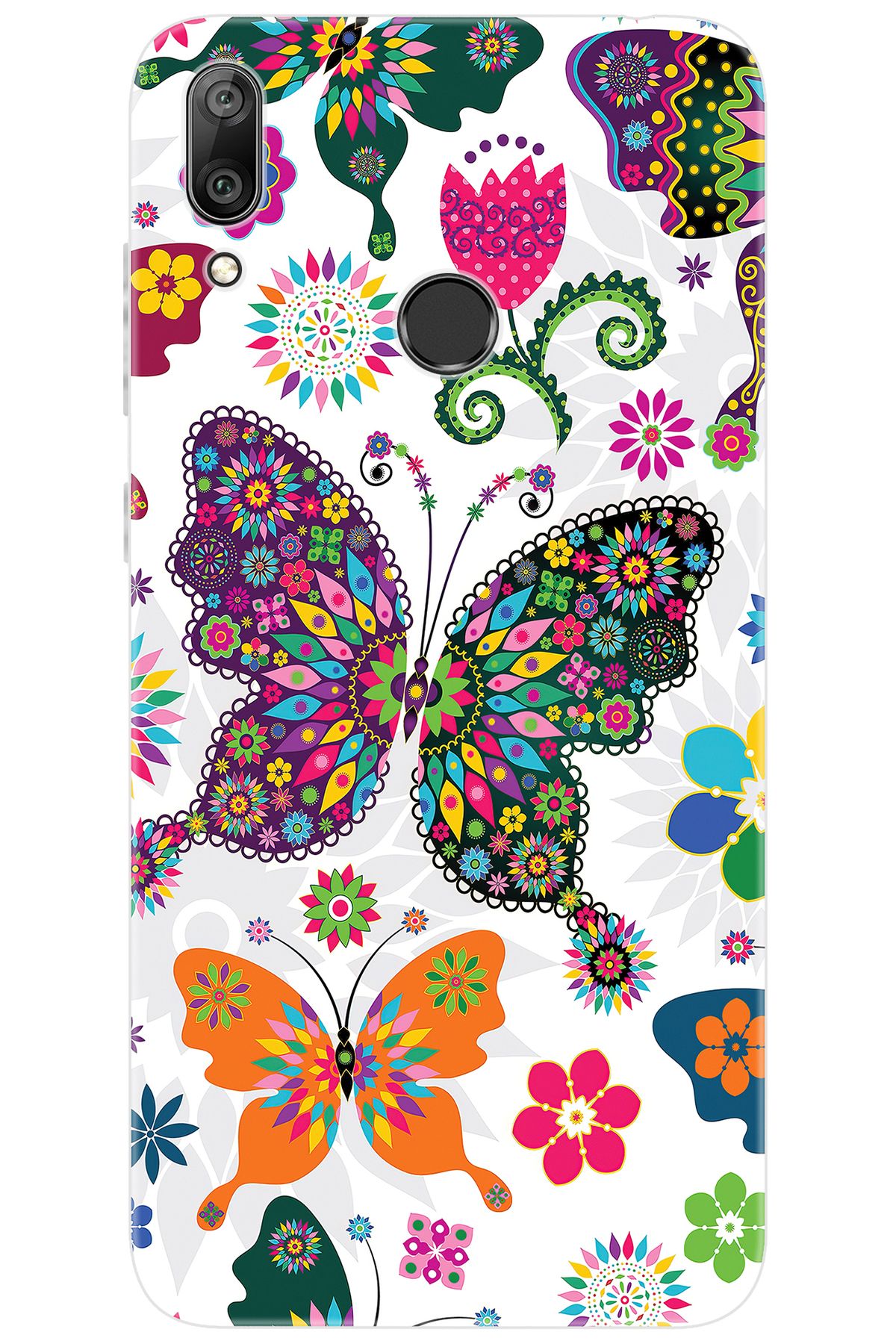 Ceppare Huawei Y7 Prime 2019 (DUB-LX3) Uyumlu Kılıf Desenli Silikon Renkli Kelebekler STK:541 CP-EIfcL7D
