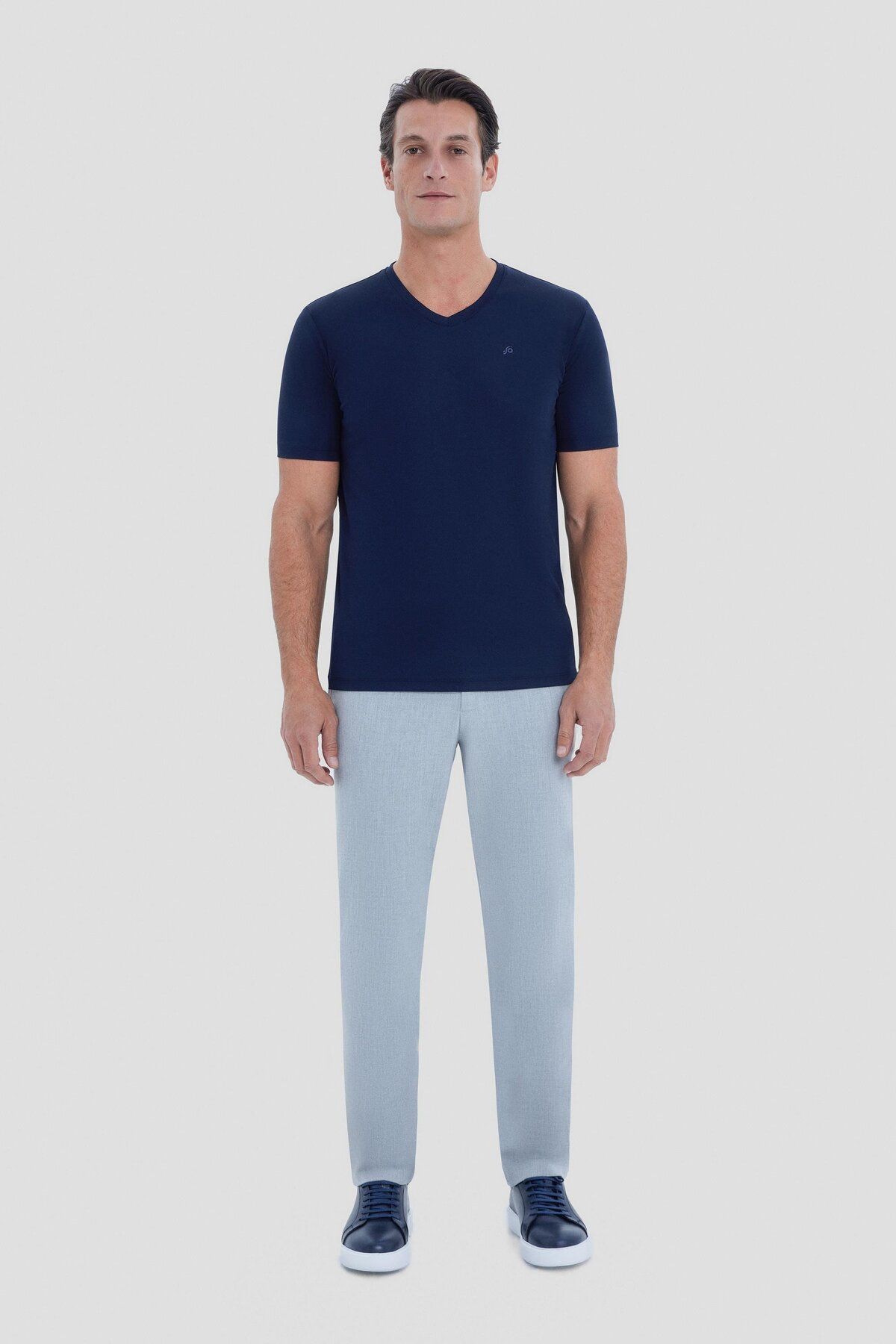 Sabri Özel Lacivert V Yaka Regular-Fit T-Shirt