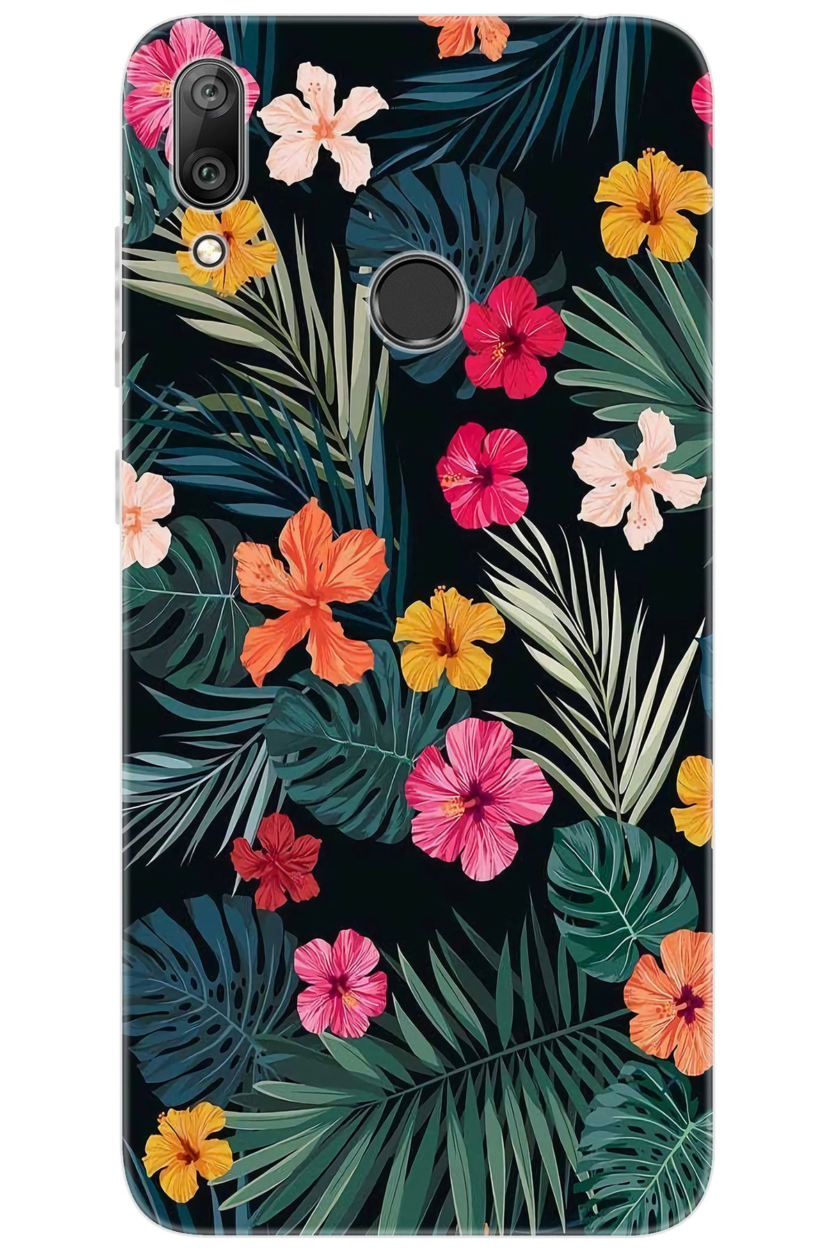 Ceppare Huawei Y7 Prime 2019 (DUB-LX3) Uyumlu Kılıf Desen Baskı Silikon Çiçekler STK:632 CP-E2ZSsbn