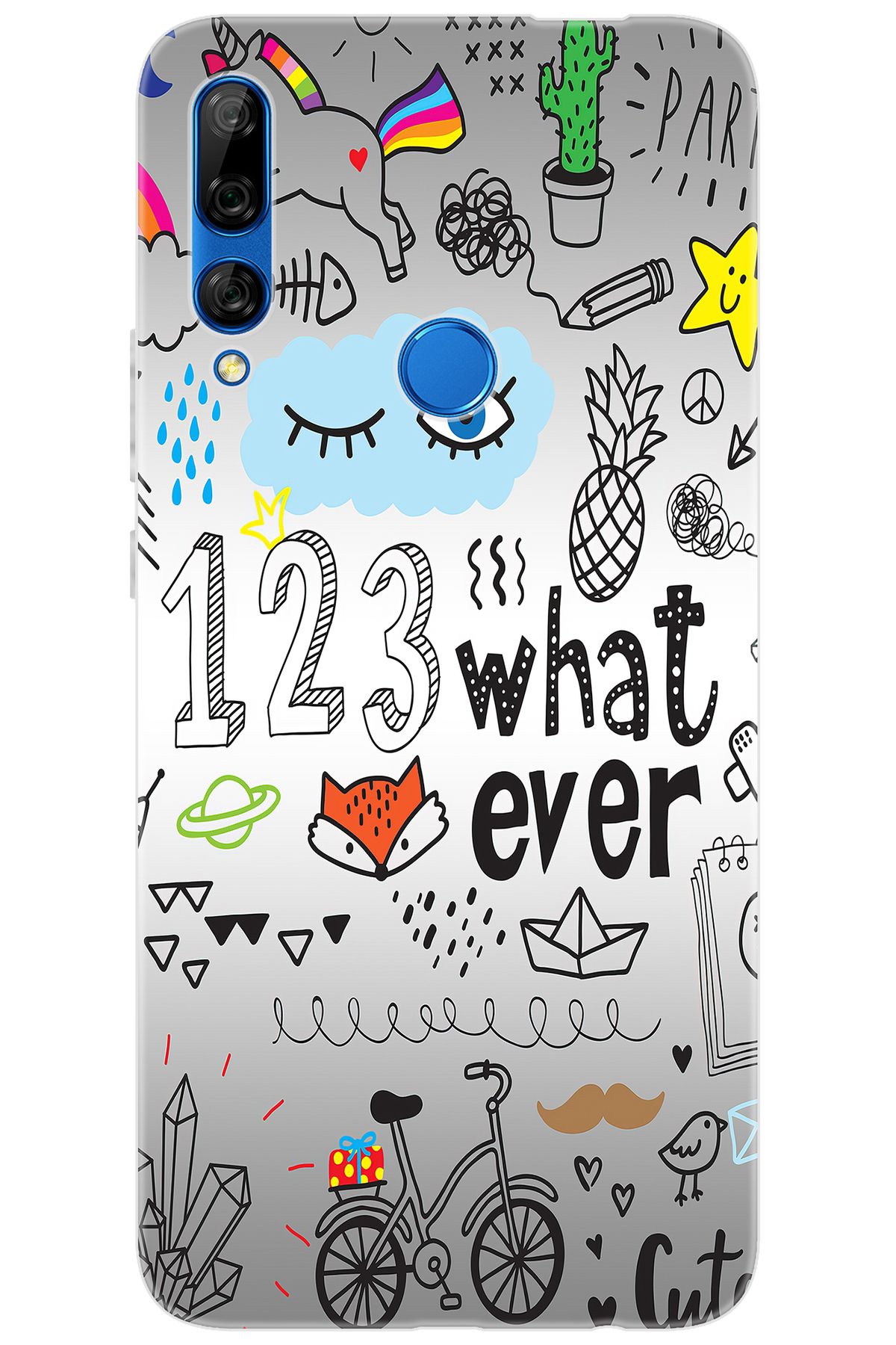 Ceppare Huawei Y9 Prime 2019 (STK-L21) Uyumlu Kılıf Desen Baskı Silikon 123WHAT Ever STK:334 CP-oM15jRE
