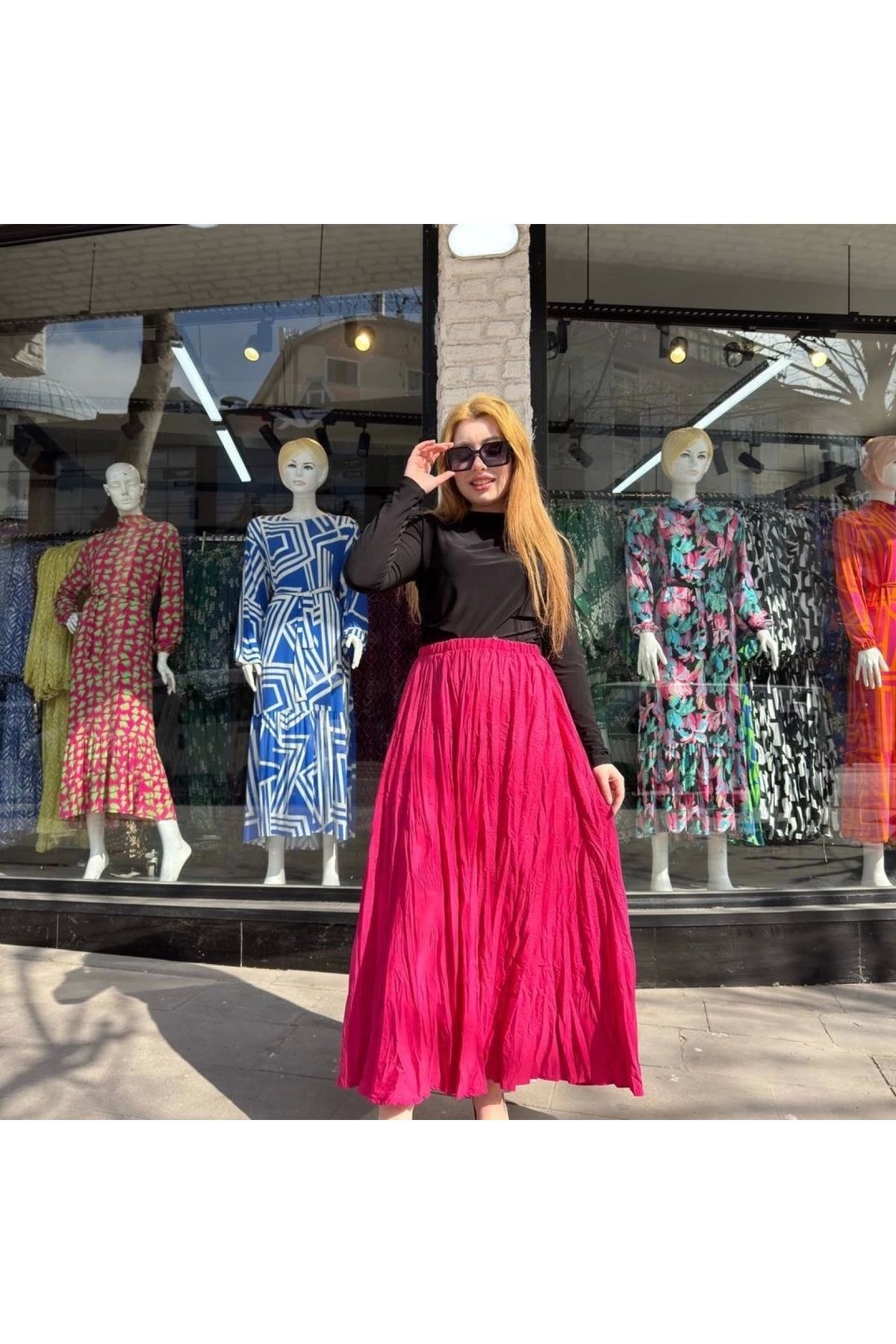 BYB MODA TASARIM Kraş etek fuşya