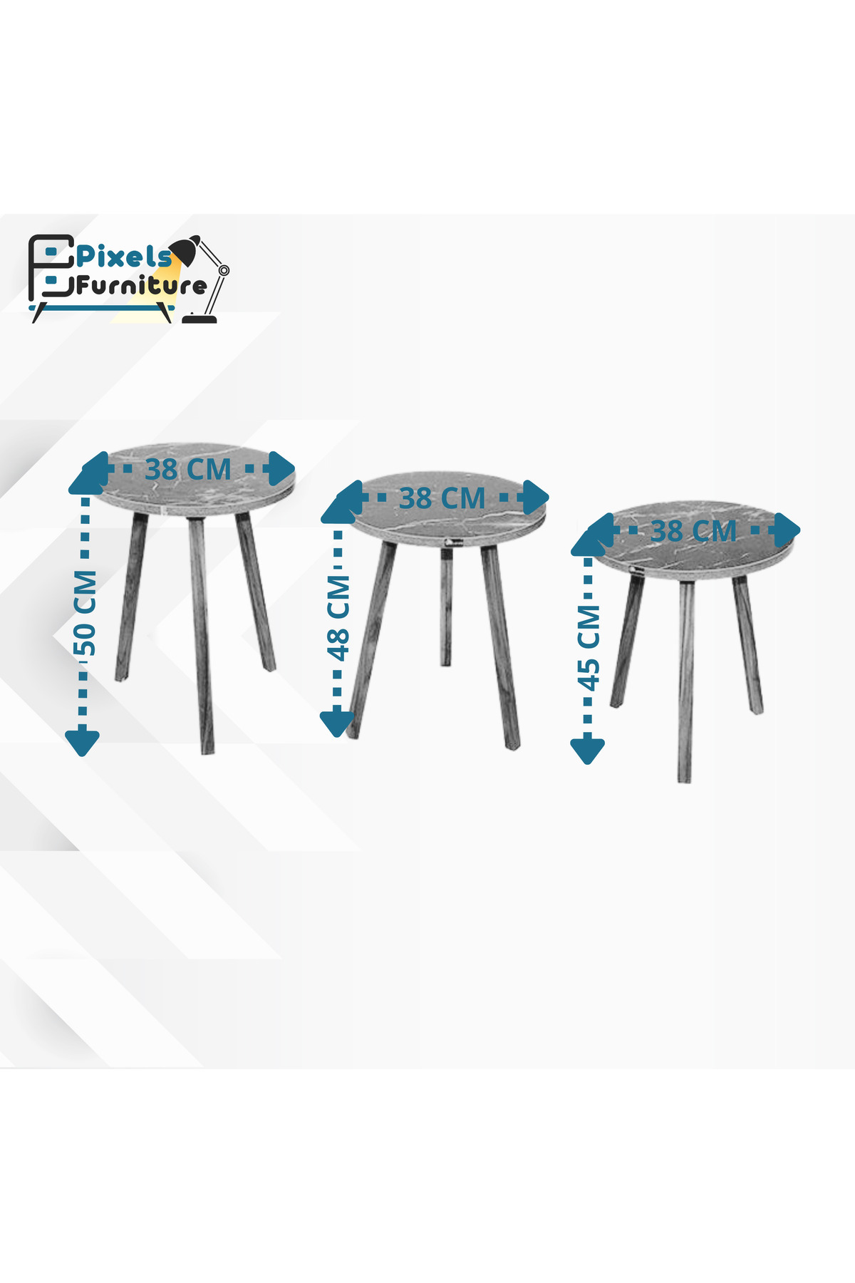 PixelsFurniture-Pixel Furniture 3 Piece Round Coffee and Tea Serving Table Set 2