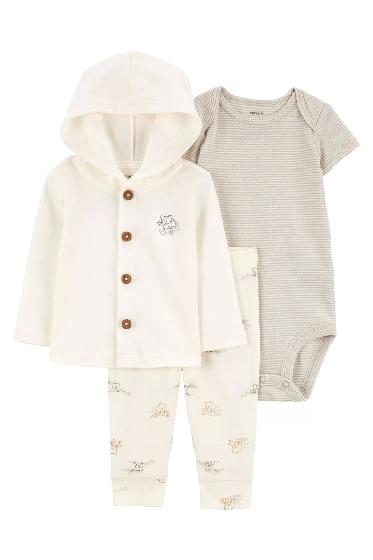 Kaplan Layette Bebek 3'lü Hırkalı Set Renkli