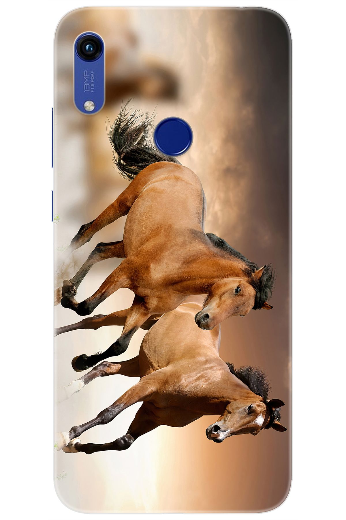 Ceppare Huawei Y6 2019 (MRD-LX1) Uyumlu Kılıf Desen Baskılı Silikon Kahve Atlar STK:176 CP-HzPTHFX