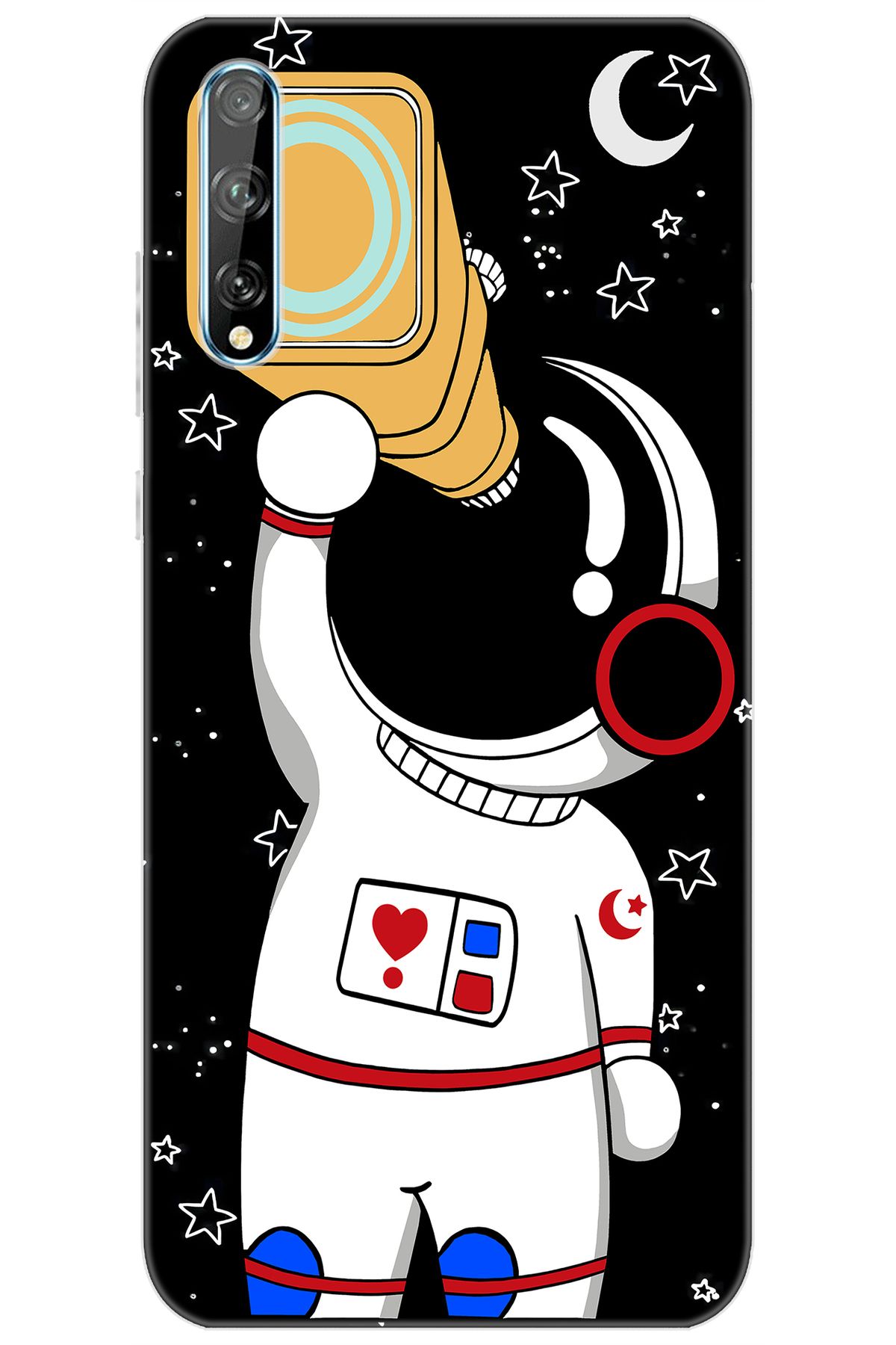 Ceppare Huawei Y8P (AQM-LX1) Uyumlu Kılıf Desen Baskılı Silikon Sevimli Astronot STK:100 CP-GPnZ4G1