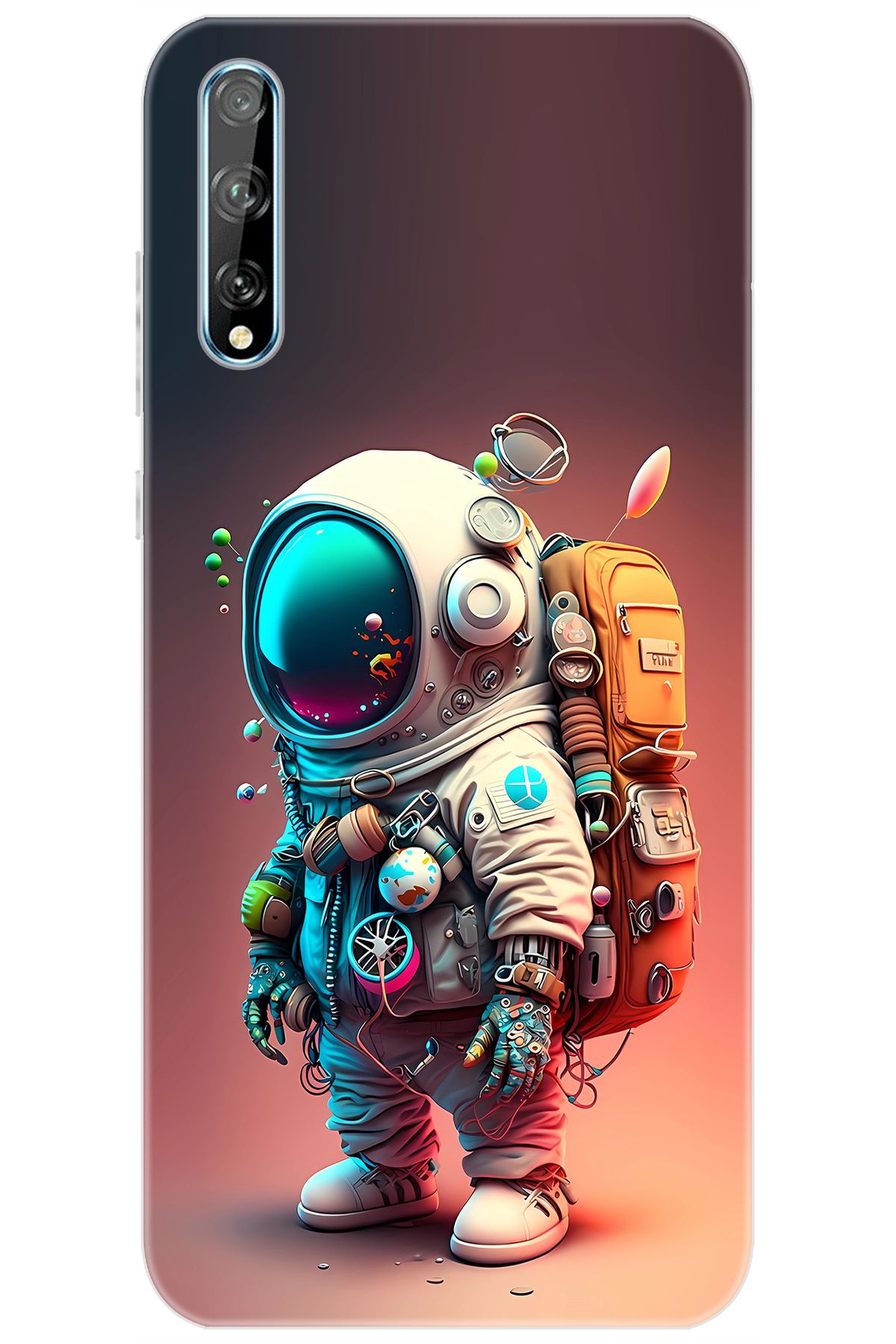 Ceppare Huawei Y8P (AQM-LX1) Uyumlu Kılıf Desen Baskılı Silikon Astronot STK:682 CP-uRbTRRf