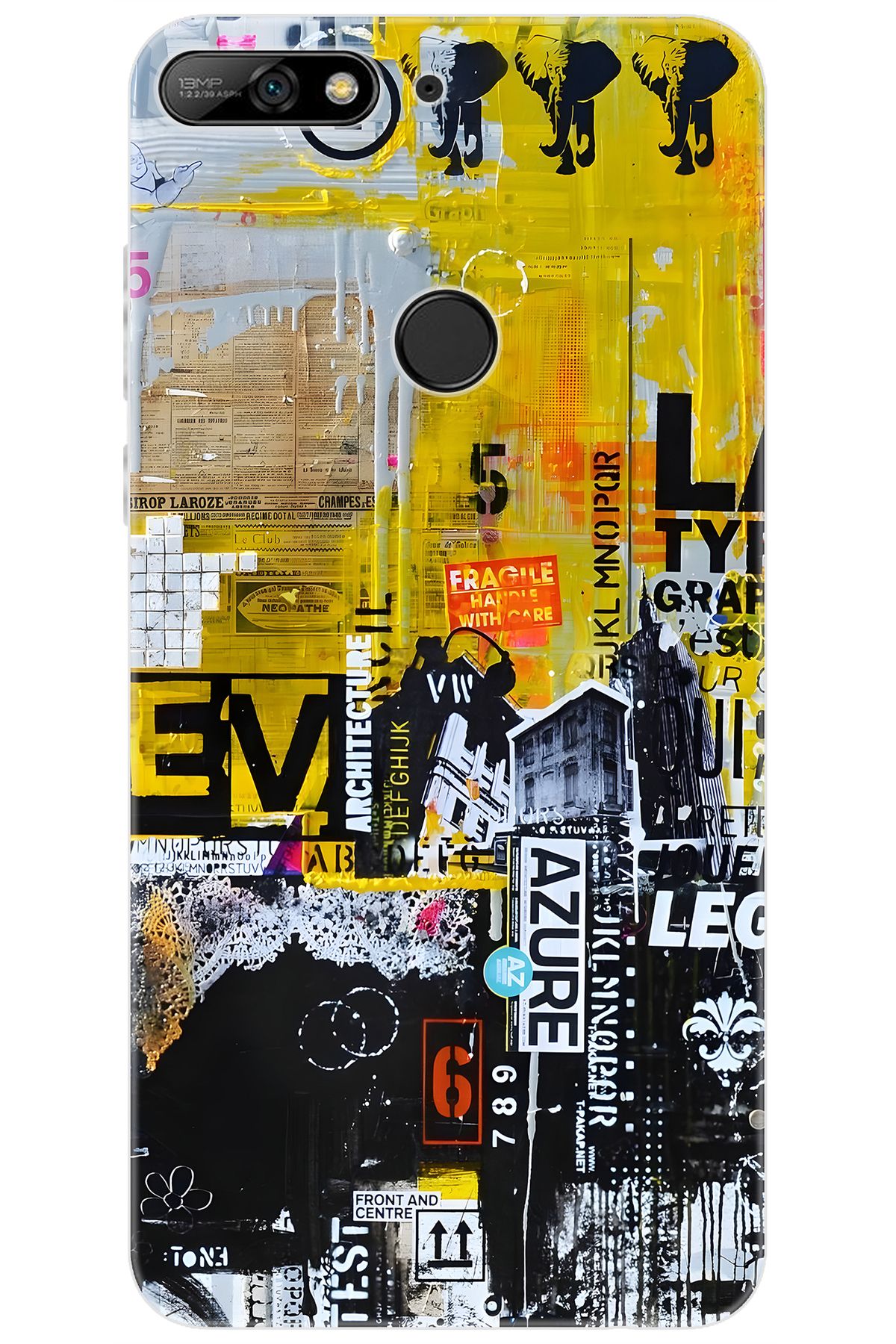 Ceppare Huawei Y7 2018 (LDN-L01) Uyumlu Kılıf Desen Baskılı Silikon Sokak Sanatı STK:706 CP-9MH78BZ