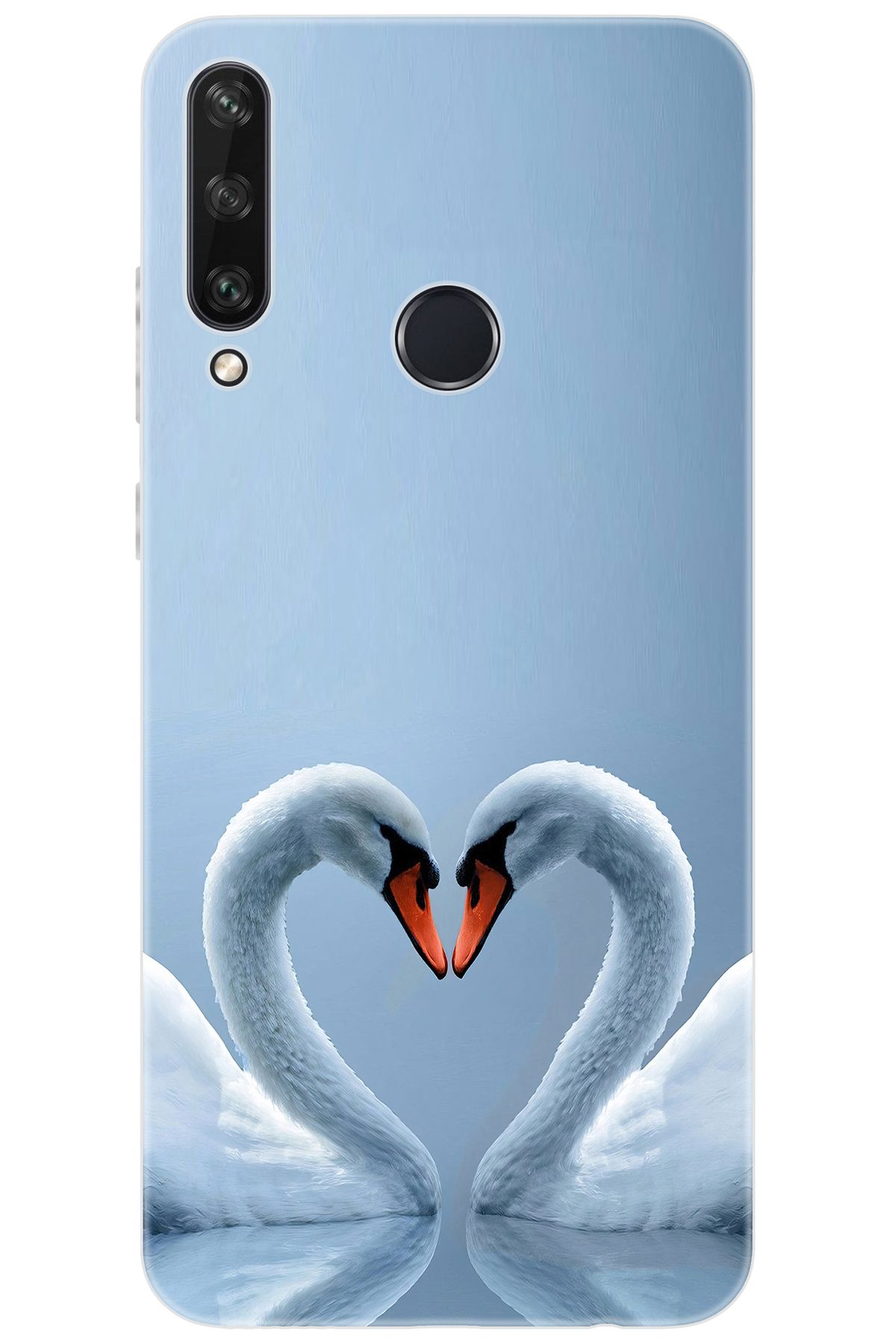 Ceppare Huawei Y6P (MED-LX9N) Uyumlu Kılıf Desen Baskılı Silikon Kuğ ve Kalp STK:305 CP-jClrruV