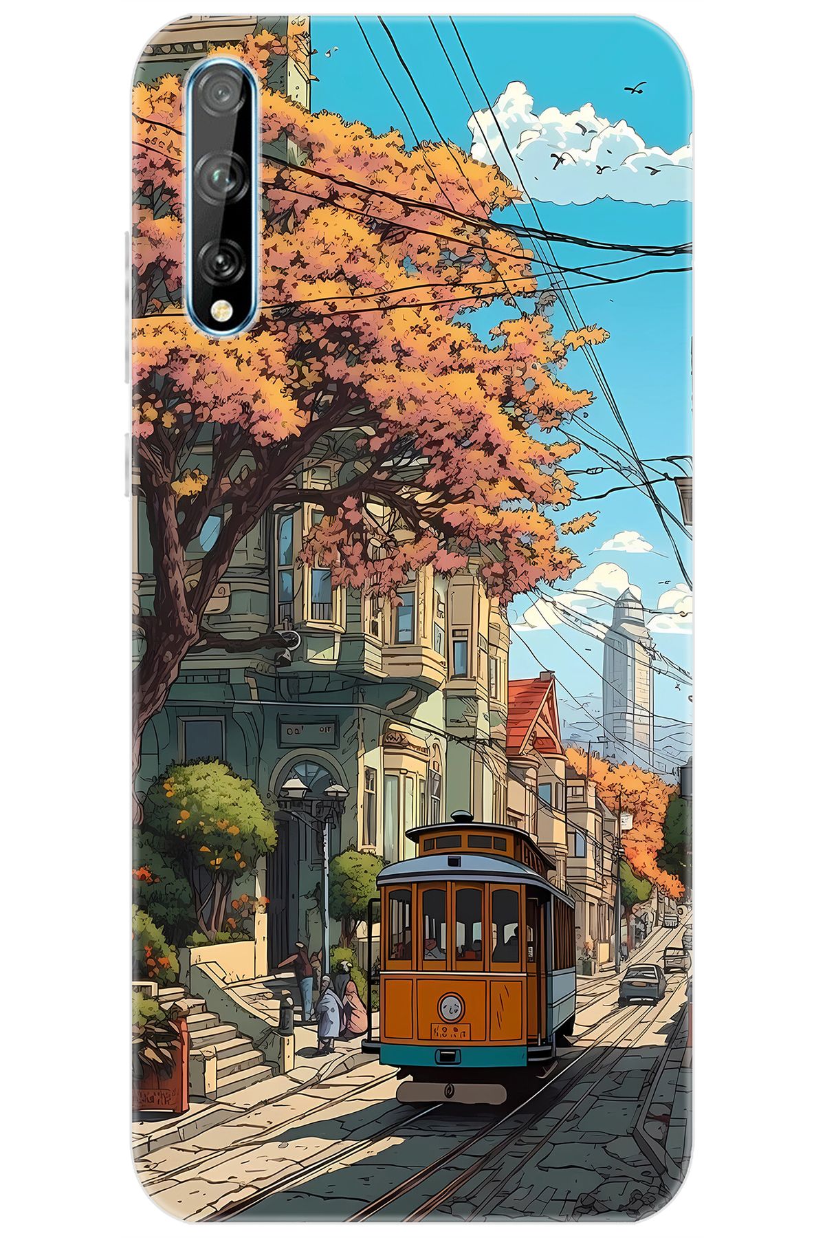 Ceppare Huawei Y8P (AQM-LX1) Uyumlu Kılıf Desen Baskılı Silikon Tramvay STK:645 CP-eIc7erF