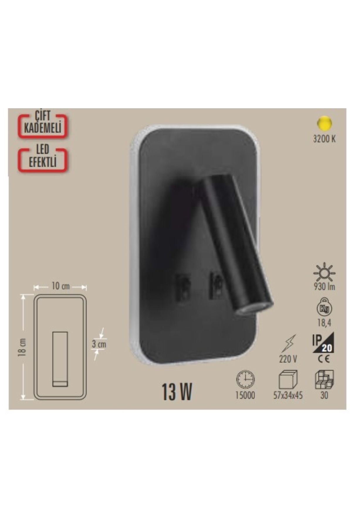 Cata CT-5253 Tuvalu Yatak Başı Aplik