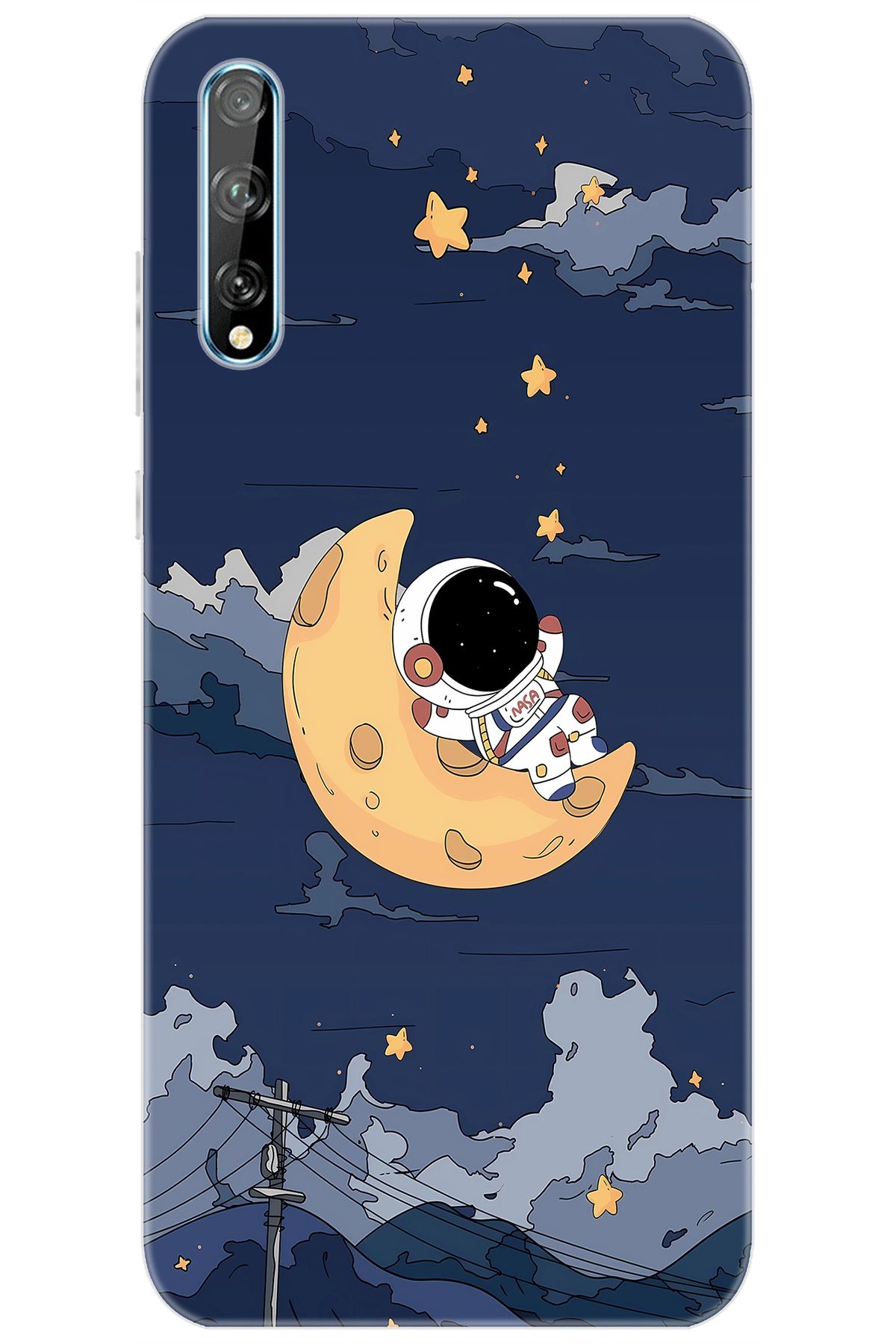 Ceppare Huawei Y8P (AQM-LX1) Uyumlu Kılıf Desen Baskılı Silikon Astronot STK:684 CP-Ck2MGjI