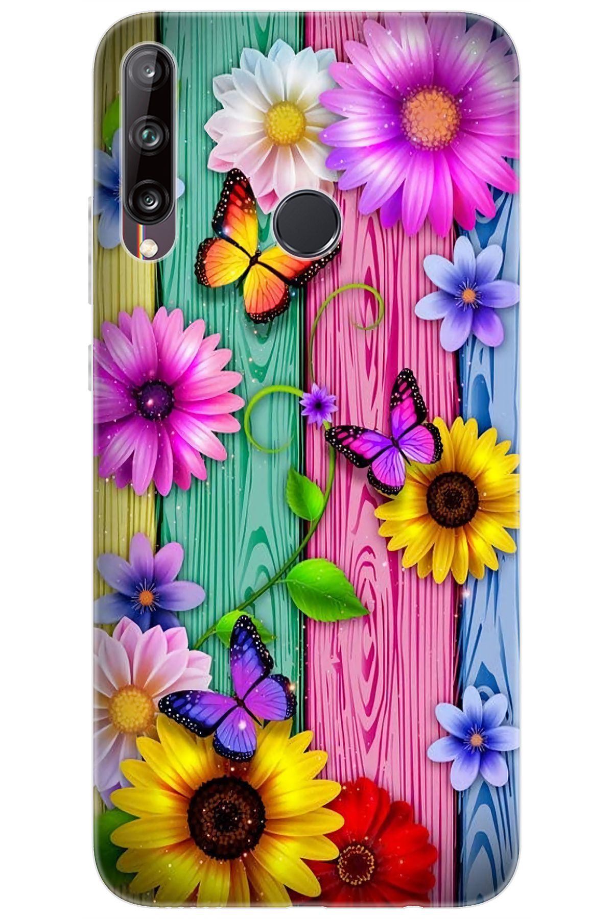 Ceppare Huawei Y7P (ART-L29) Uyumlu Kılıf Desen Baskı Silikon Papatya Kelebekler STK:719 CP-tpBwvqG