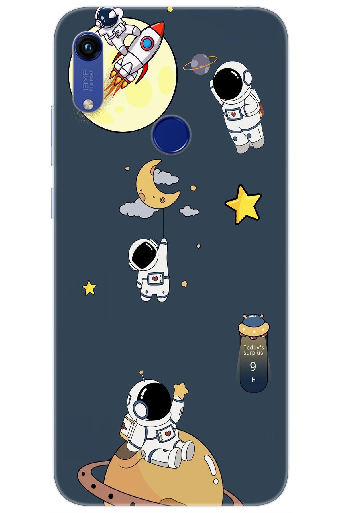 Ceppare Huawei Y6 2019 (MRD-LX1) Uyumlu Kılıf Desen Baskılı Silikon Astronot Serisi STK:725 CP-6NW2EVk
