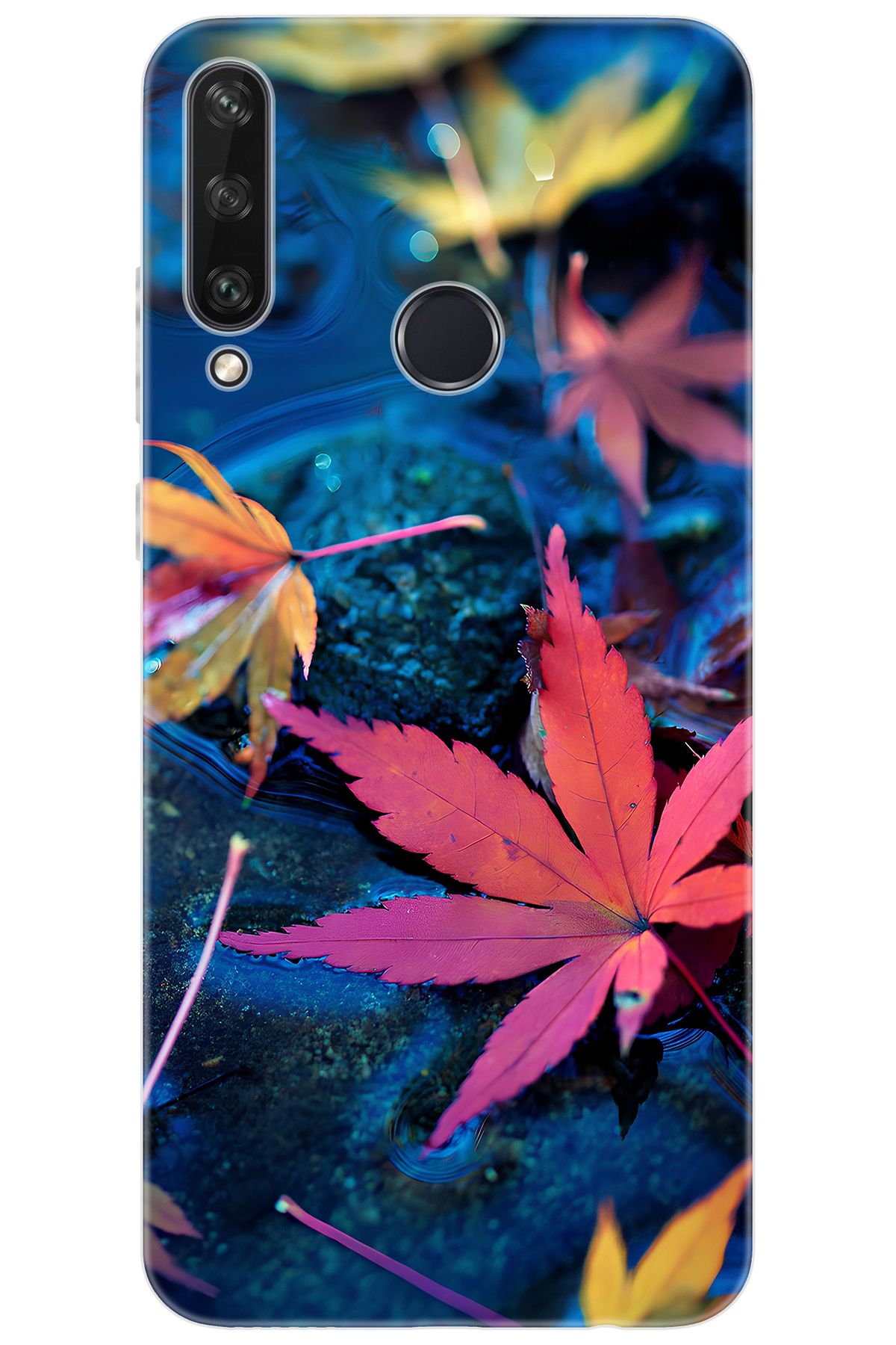 Ceppare Huawei Y6P (MED-LX9N) Uyumlu Kılıf Desen Baskılı Silikon Yapraklar STK:702 CP-auhvpkt