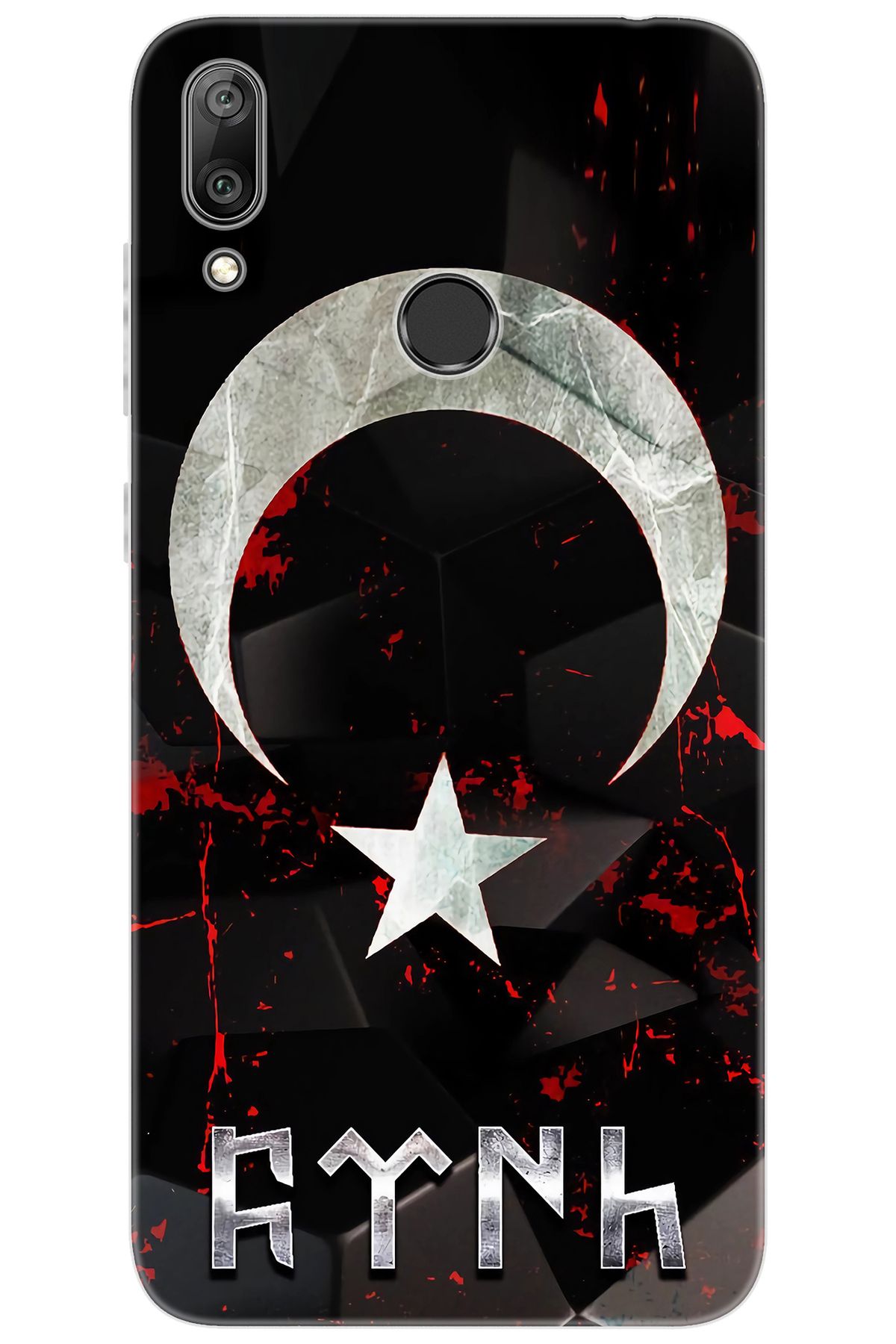 Ceppare Huawei Y7 2019 (DUB-LX1) Uyumlu Kılıf Desen Silikon Ay Yıldız ve Göktürkçe STK:636 CP-zHr9rvK
