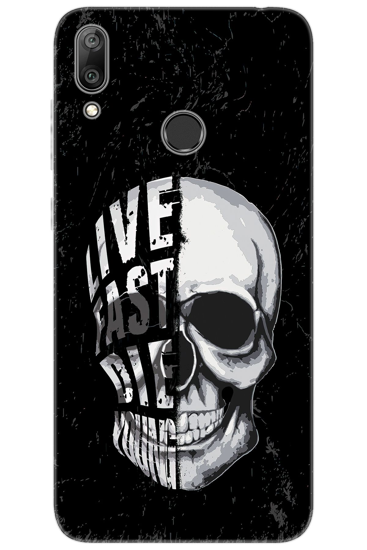 Ceppare Huawei Y7 2019 (DUB-LX1) Uyumlu Kılıf Desen Baskılı Silikon Kuru Kafa STK:585 CP-HJfMXKd