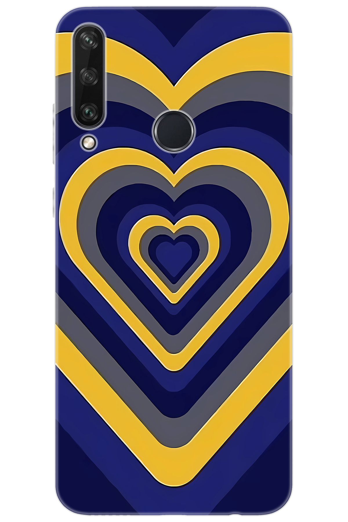 Ceppare Huawei Y6P (MED-LX9N) Uyumlu Kılıf Desenli Silikon Sarı Lacivert Kalp STK:1003 CP-HDvJPCC