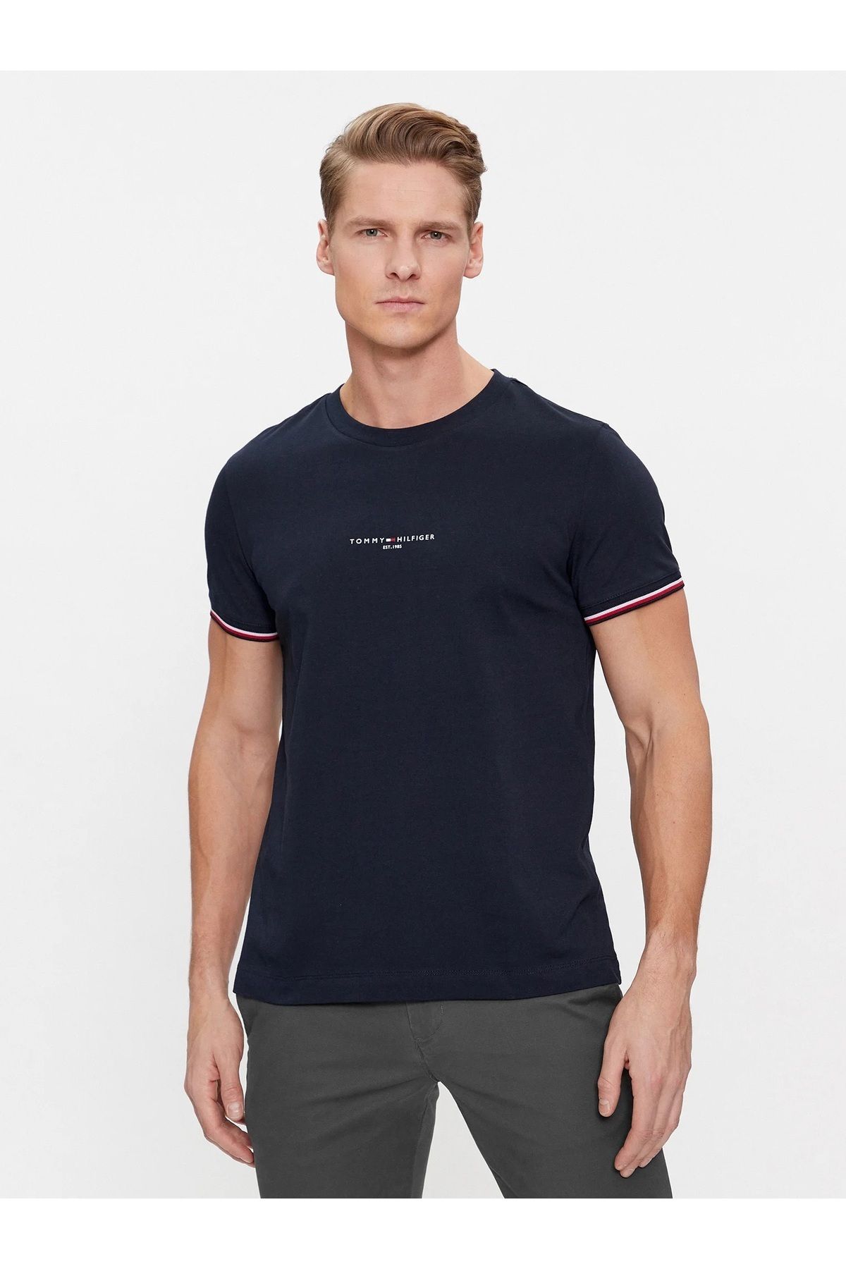 Tommy Hilfiger Sport __TommyHilfiger Erkek Dokuma Kumaş Kısa Kol Düz Model T-Shirt