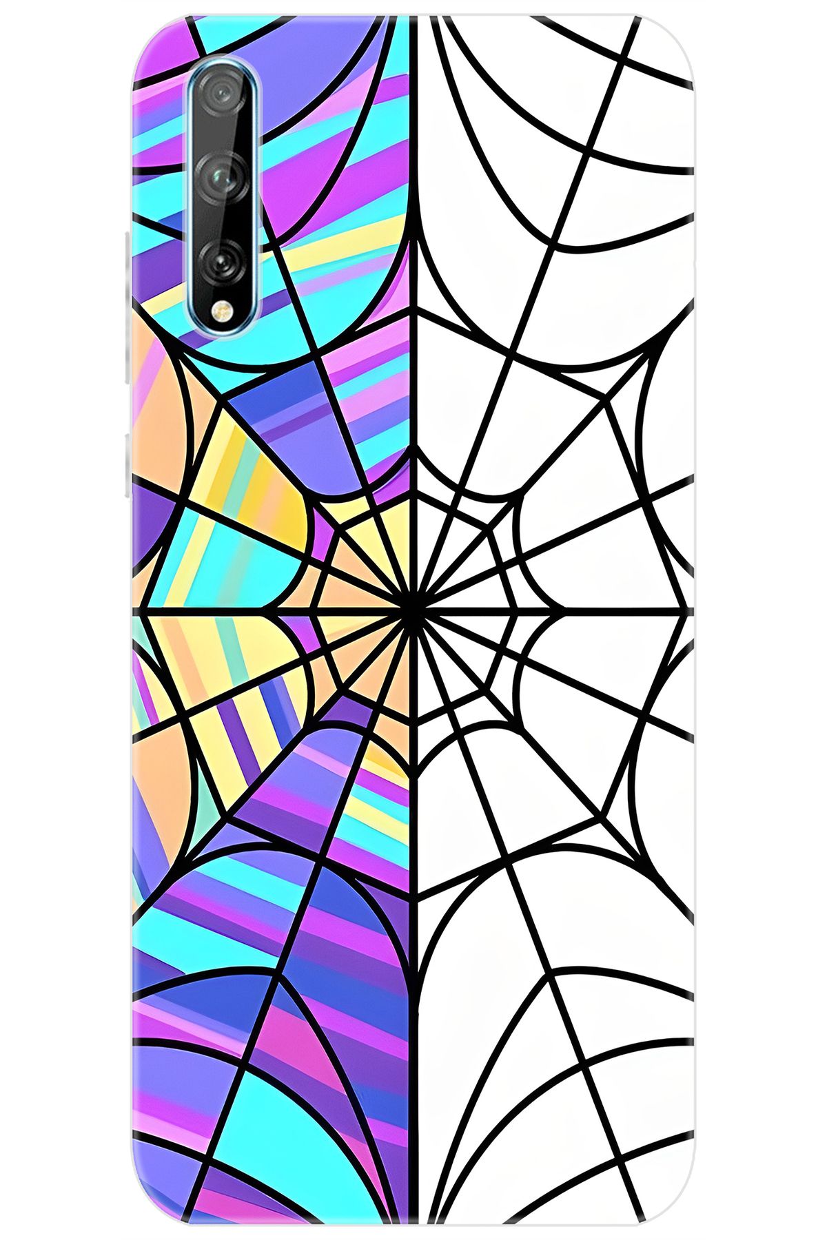 Ceppare Huawei Y8P (AQM-LX1) Uyumlu Kılıf Desen Baskılı Silikon Örümcek Ağı STK:753 CP-pIPmYQz