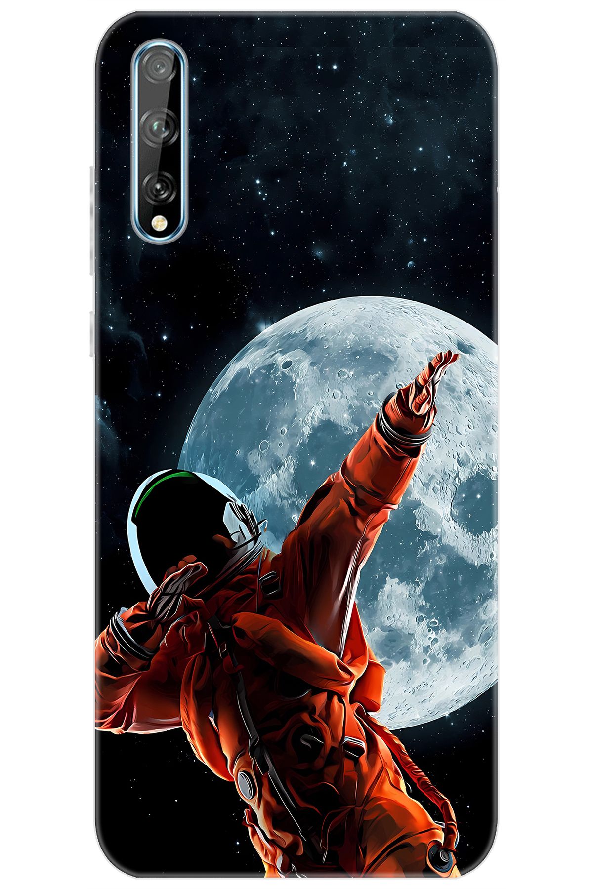 Ceppare Huawei Y8P (AQM-LX1) Uyumlu Kılıf Desen Baskılı Silikon Astronot STK:674 CP-qTvqLjx