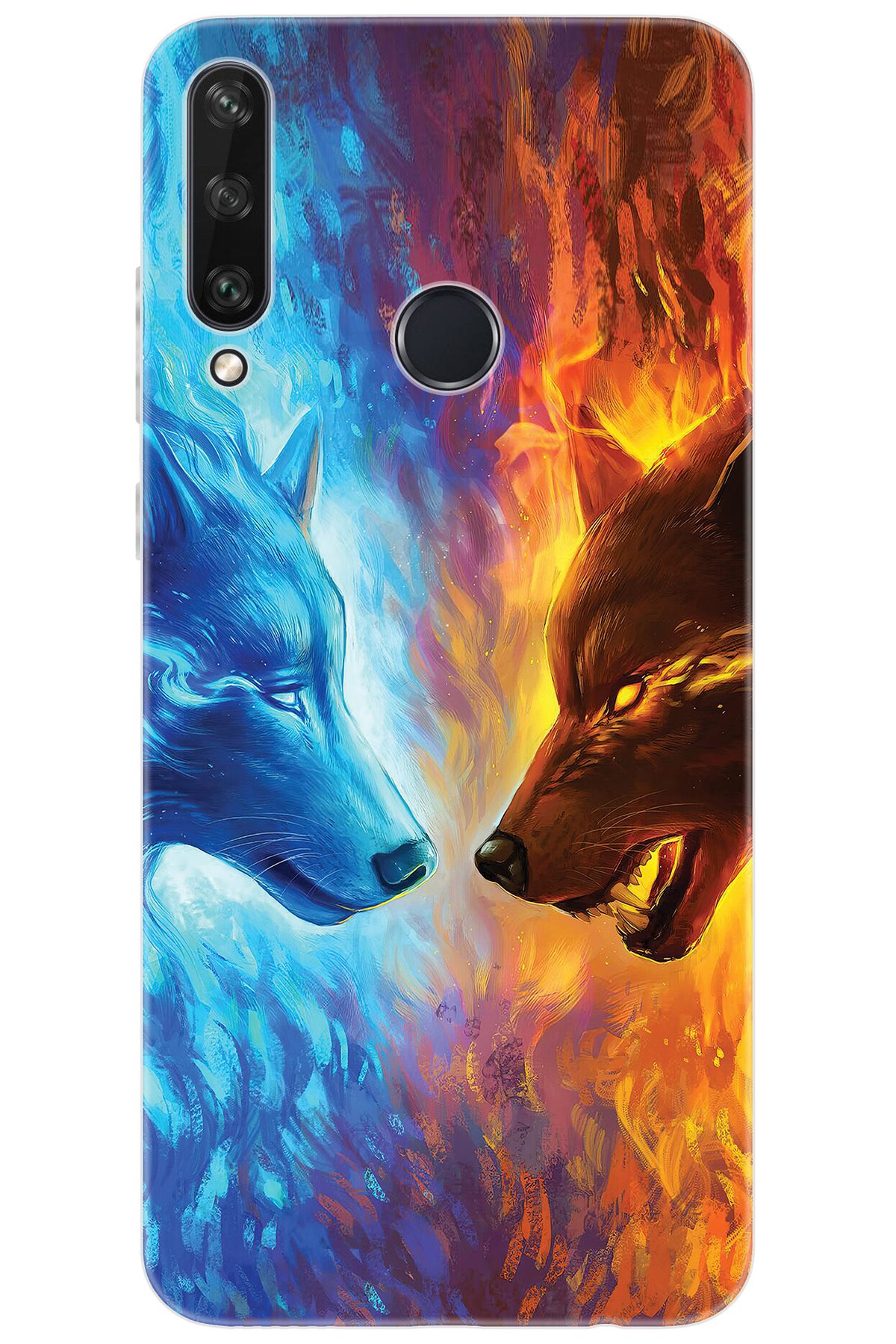 Ceppare Huawei Y6P (MED-LX9N) Uyumlu Kılıf Desen Baskılı Silikon Alev ve Kurtlar STK:489 CP-q4q4a4Y