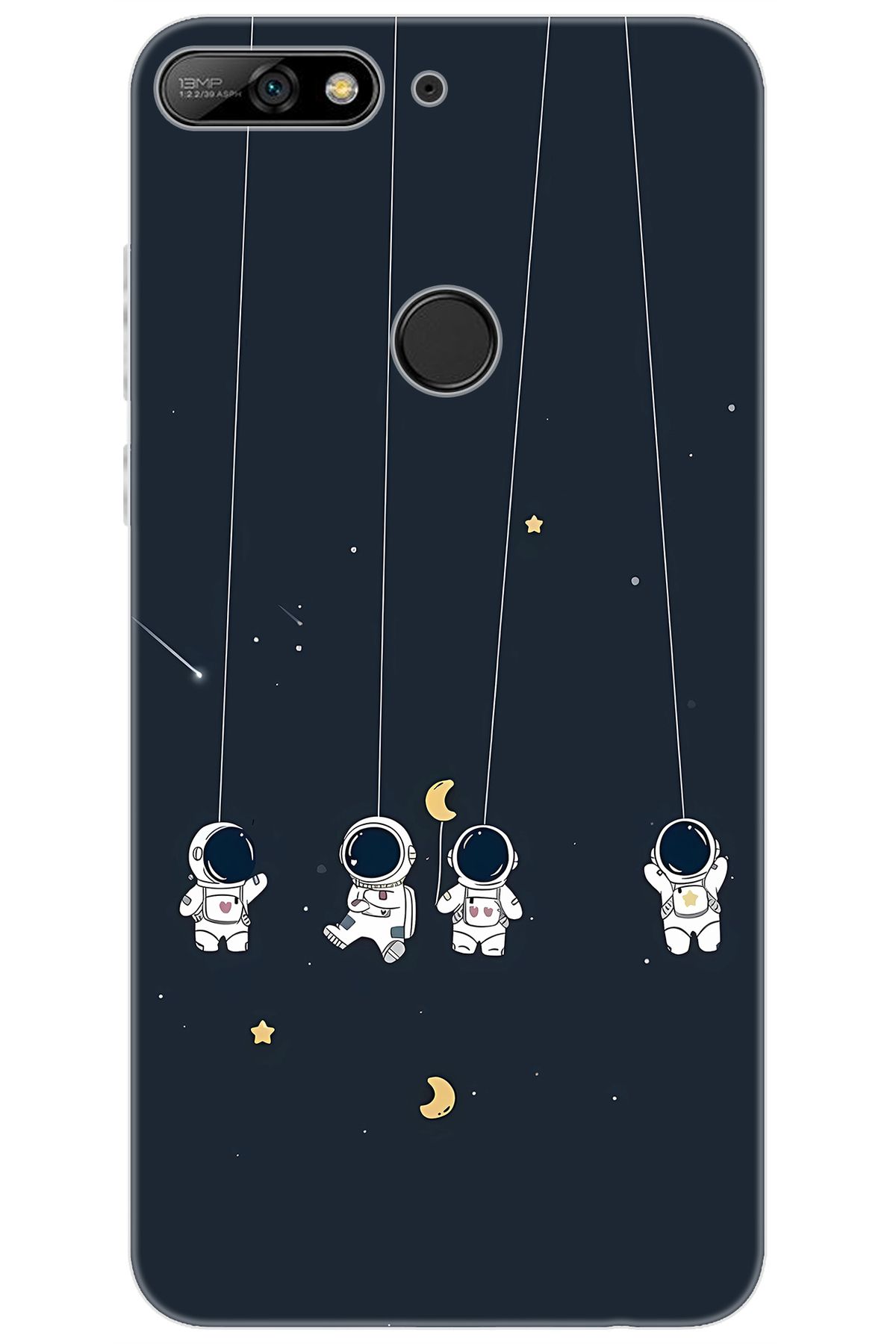 Ceppare Huawei Y7 2018 (LDN-L01) Uyumlu Kılıf Desen Baskılı Silikon Astronot STK:663 CP-T4hLXYf