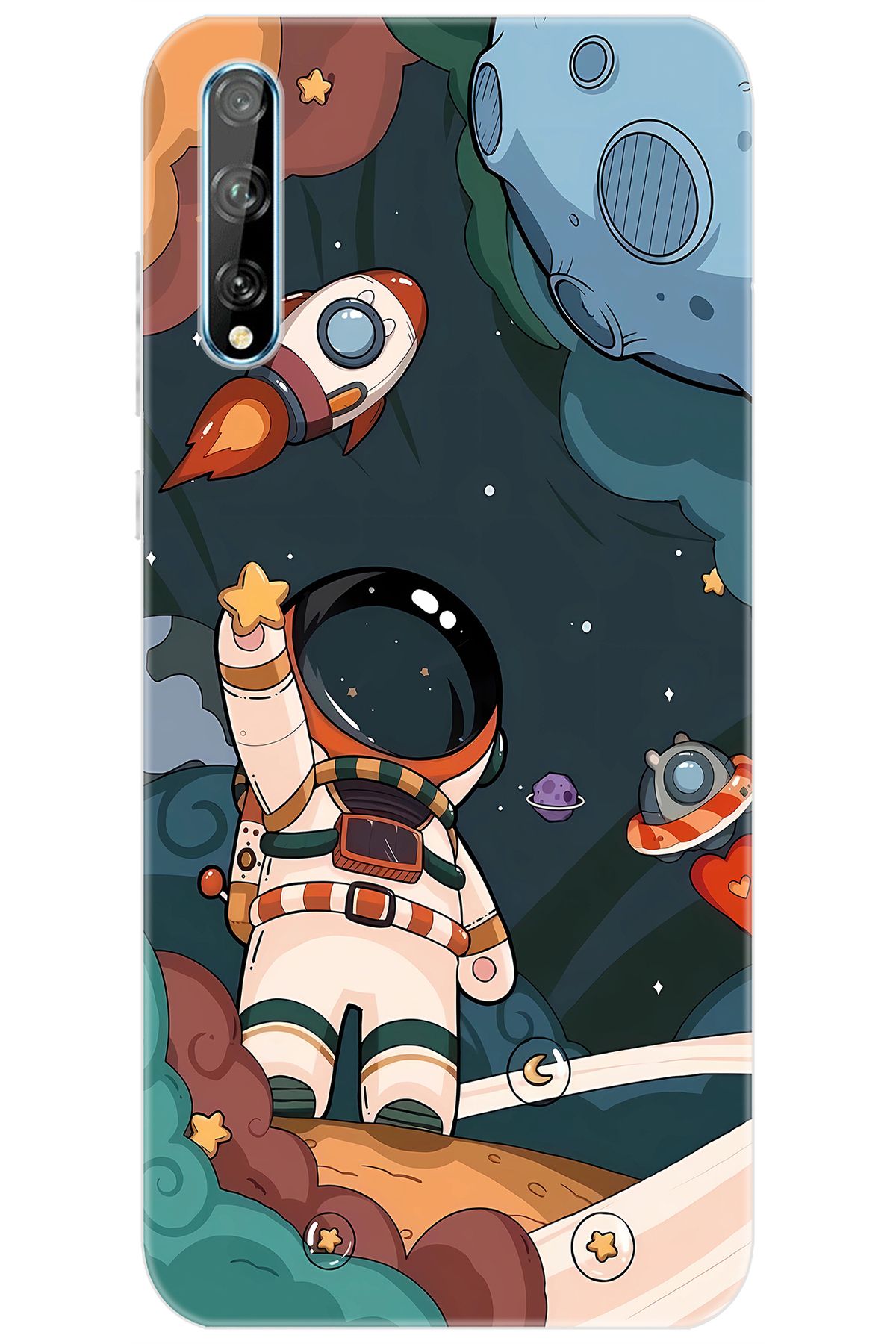 Ceppare Huawei Y8P (AQM-LX1) Uyumlu Kılıf Desen Baskılı Silikon Astronot STK:696 CP-77CNfmK