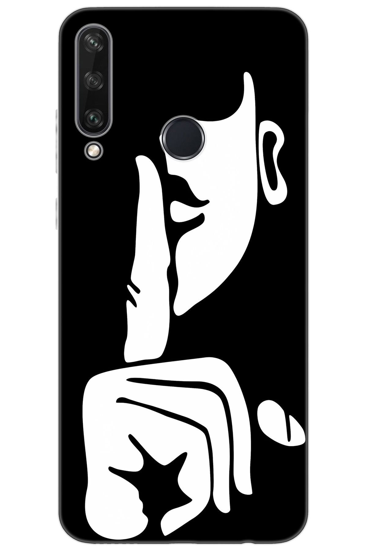 Ceppare Huawei Y6P (MED-LX9N) Uyumlu Kılıf Desenli Silikon Siyah Beyaz Sessizlik STK:653 CP-qFkZ6sn