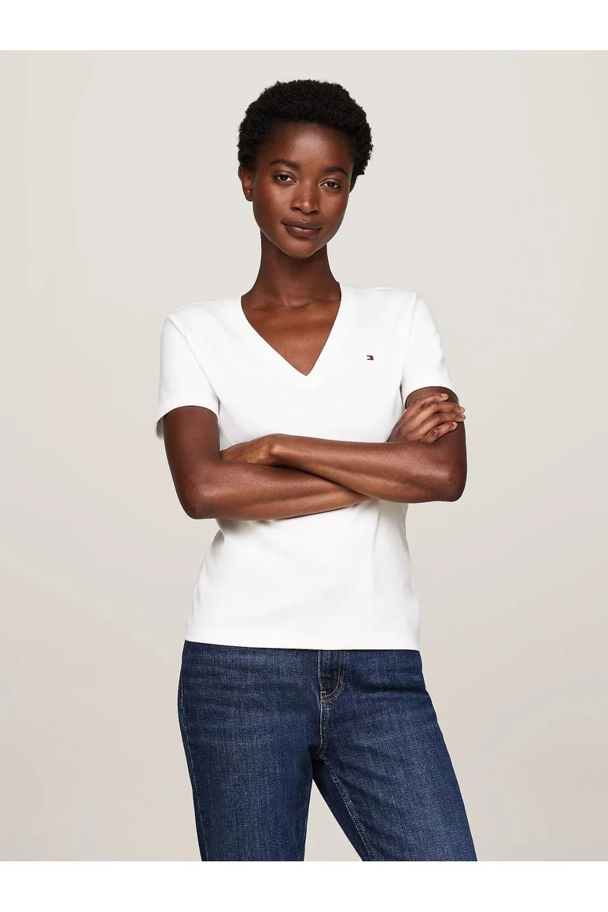 Hilfiger Denim _.TommyHilfiger V Yaka C-NK ORGANİK pamuk TShirt