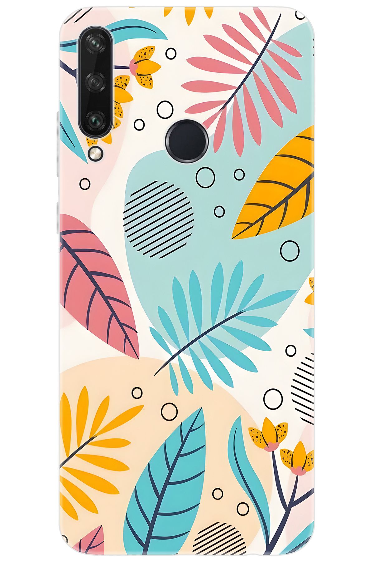 Ceppare Huawei Y6P (MED-LX9N) Uyumlu Kılıf Desen Baskılı Silikon Renkli Yapraklar STK:643 CP-nGj7LIu