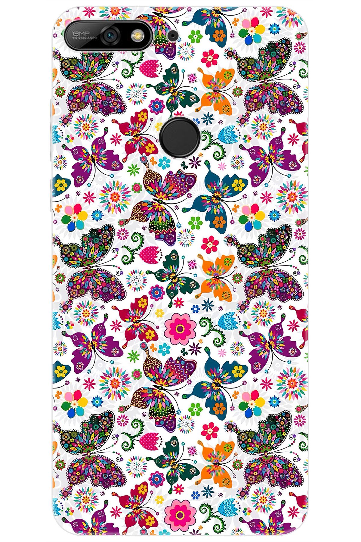 Ceppare Huawei Y7 2018 (LDN-L01) Uyumlu Kılıf Desen Baskılı Silikon Kelebek STK:700 CP-2mYc3cq
