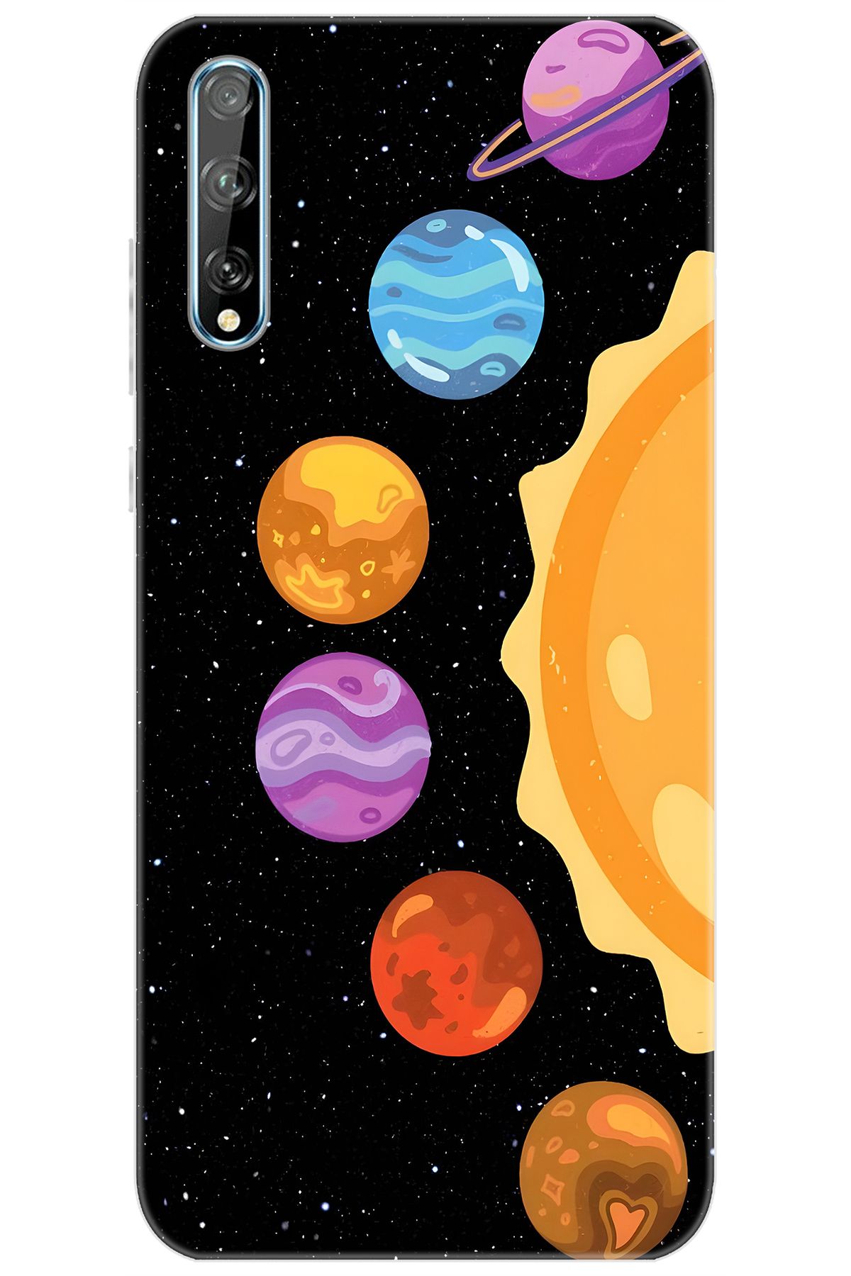 Ceppare Huawei Y8P (AQM-LX1) Uyumlu Kılıf Desen Baskı Silikon Gezegenler Tasarım STK:685 CP-mnKXsmO