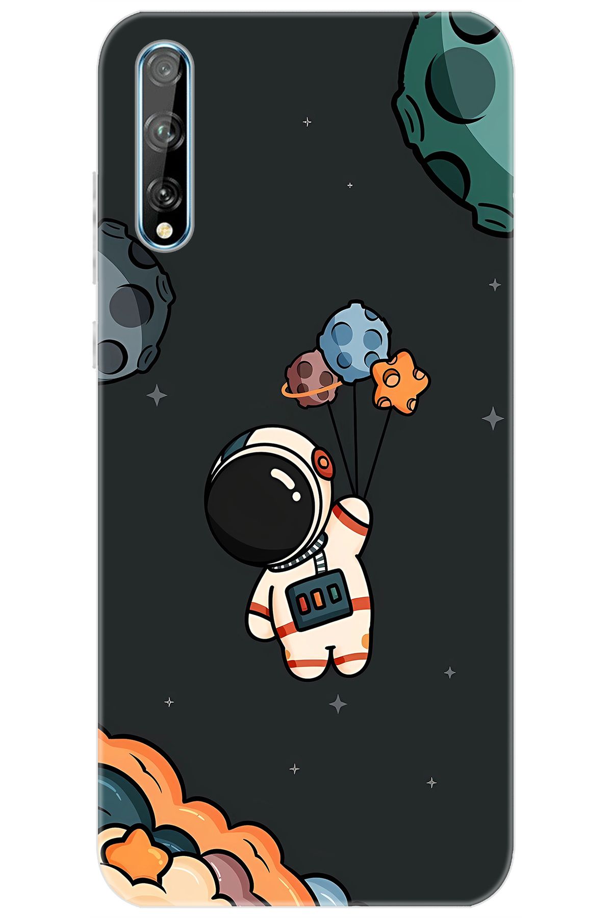 Ceppare Huawei Y8P (AQM-LX1) Uyumlu Kılıf Desen Baskılı Silikon Astronot STK:628 CP-TMtNz37