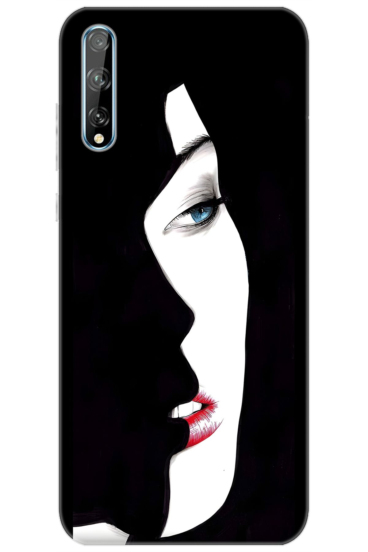 Ceppare Huawei Y8P (AQM-LX1) Uyumlu Kılıf Desen Baskılı Silikon Siyah Beyaz Kadın STK:635 CP-qyIrLkS