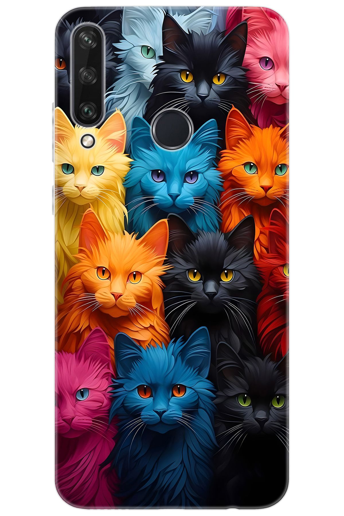 Ceppare Huawei Y6P (MED-LX9N) Uyumlu Kılıf Desen Baskılı Silikon Renkli Kediler STK:713 CP-77s9oEp