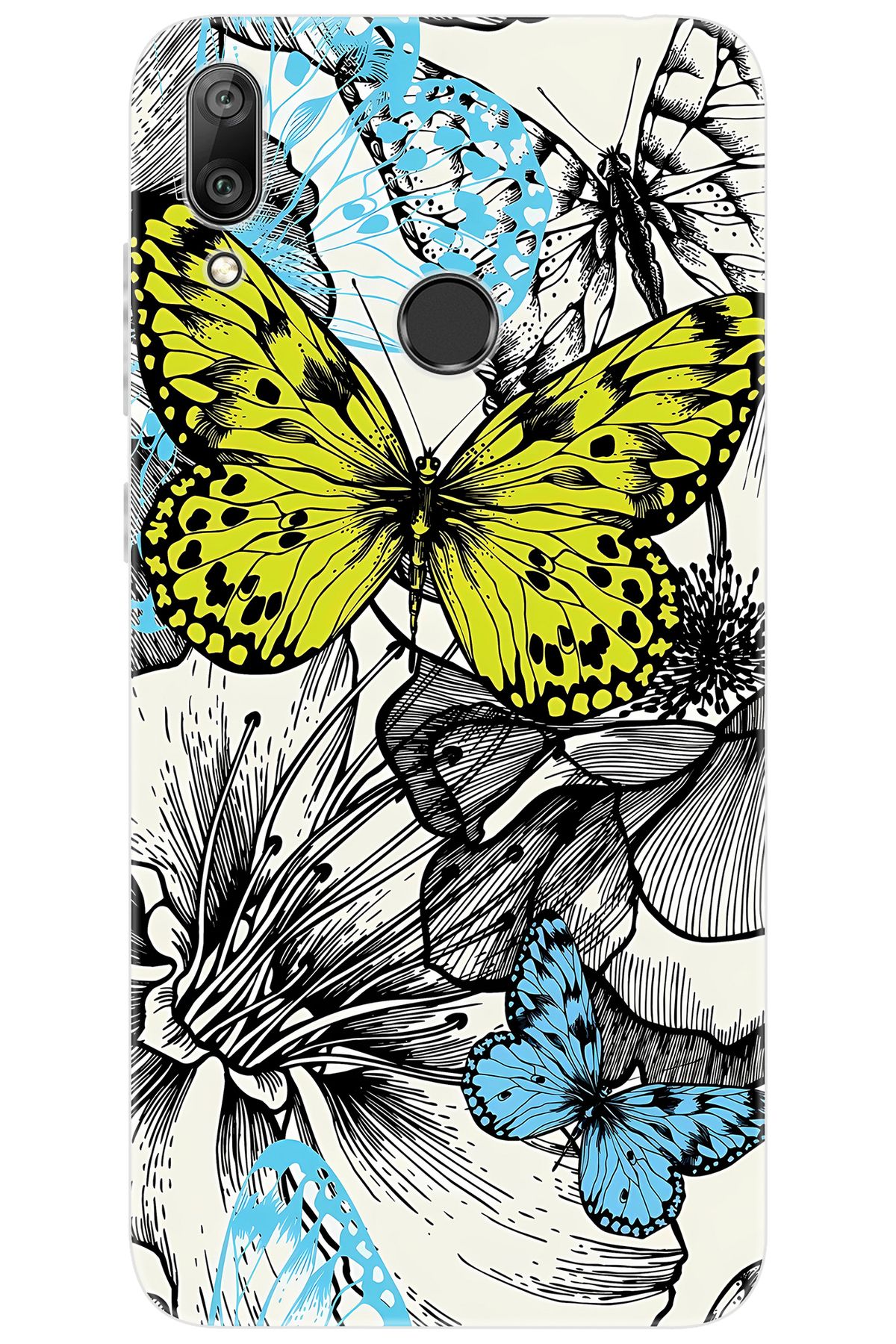 Ceppare Huawei Y7 2019 (DUB-LX1) Uyumlu Kılıf Desen Baskılı Silikon Kelebek STK:647 CP-Yo0K7Dc
