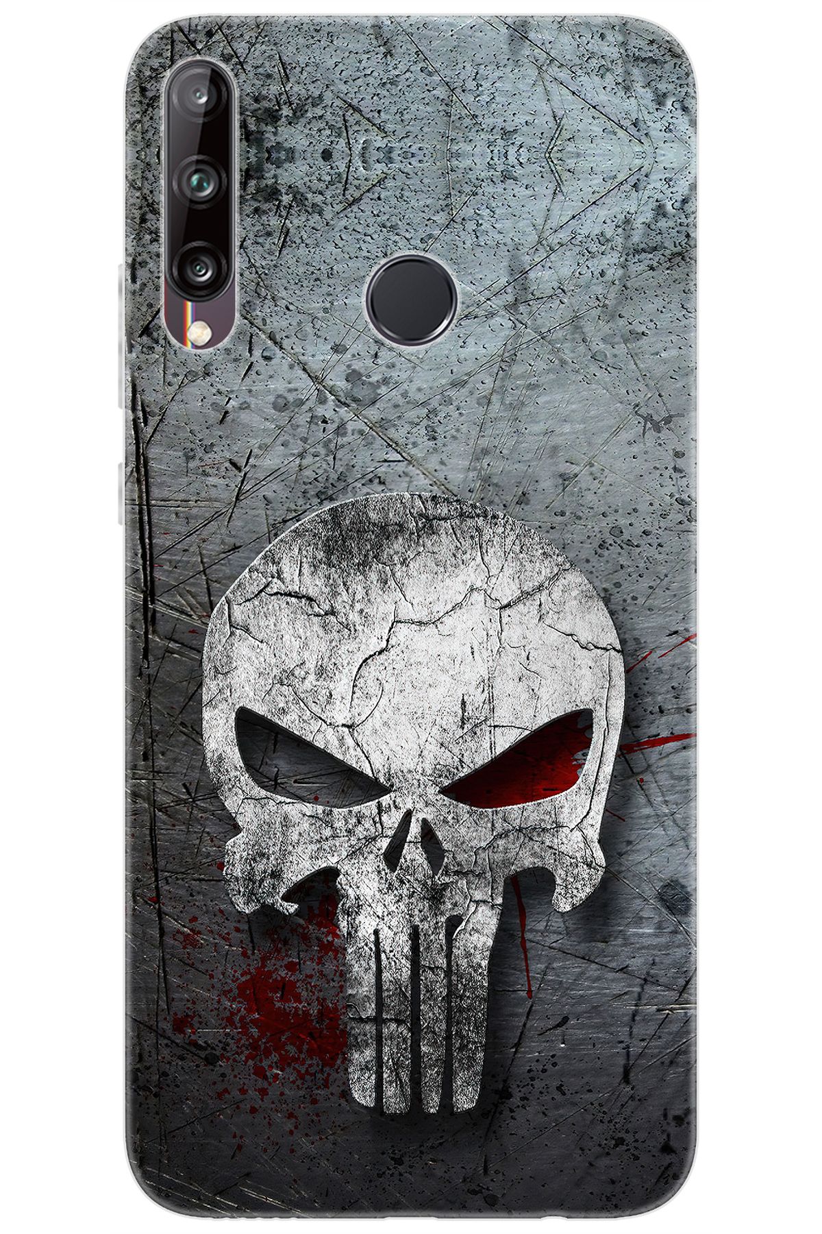 Ceppare Huawei Y7P (ART-L29) Uyumlu Kılıf Desen Baskılı Silikon Gri Kuru Kafa STK:218 CP-KPbVmhP