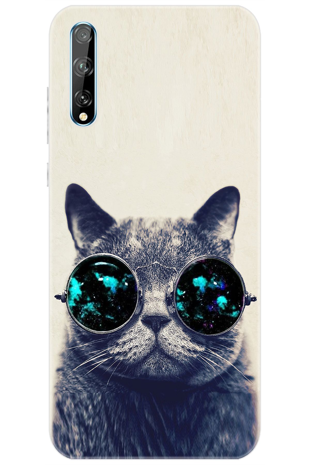 Ceppare Huawei Y8P (AQM-LX1) Uyumlu Kılıf Desen Baskılı Silikon Gözlüklü Kedi STK:236 CP-PJ02dud
