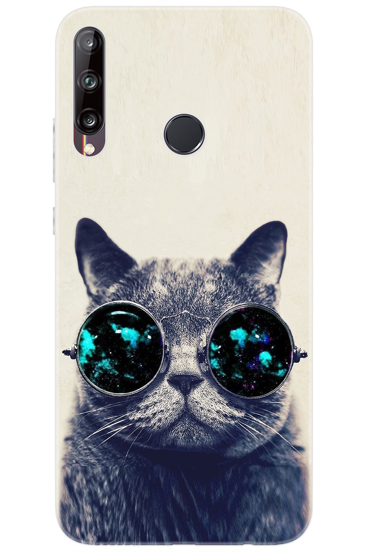 Ceppare Huawei Y7P (ART-L29) Uyumlu Kılıf Desen Baskılı Silikon Gözlüklü Kedi STK:236 CP-VuY92Ar